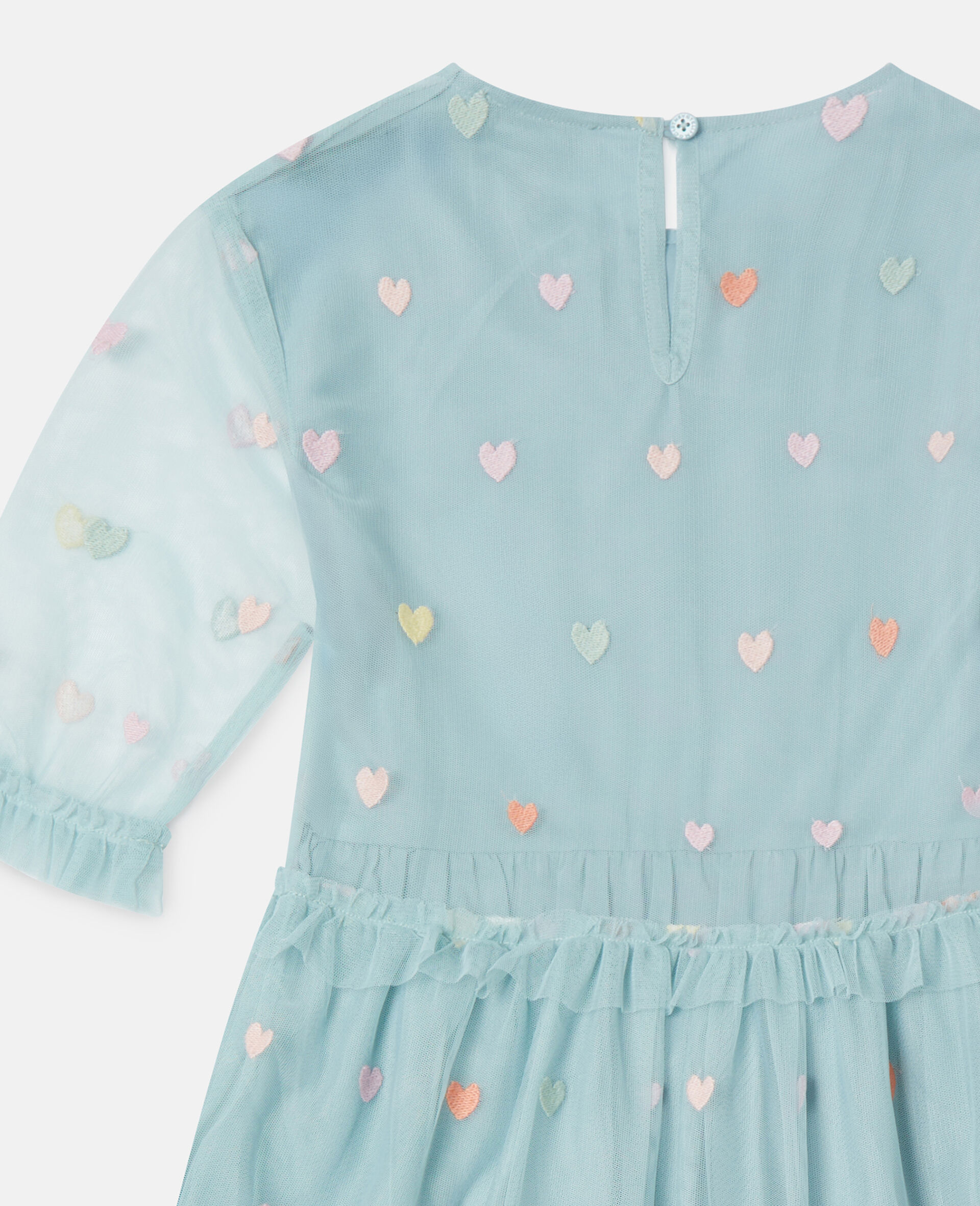 Heart Embroidered Long-Sleeve Dress-Grey-medium