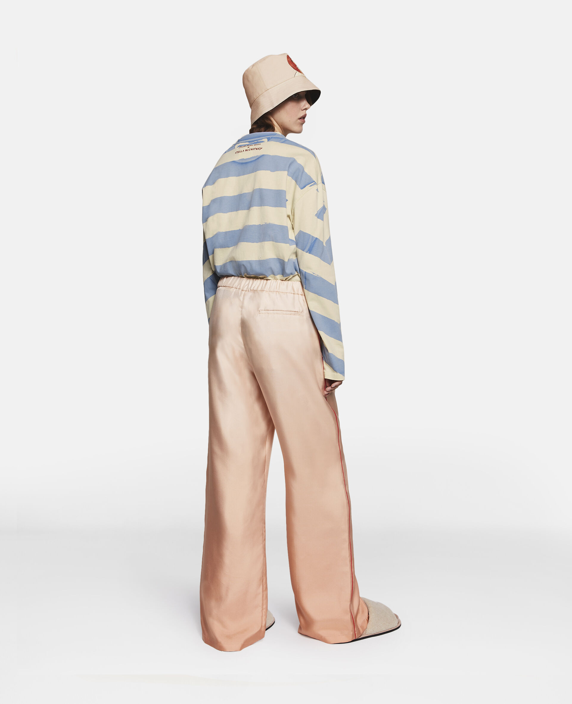 Logo Print Silk Twill Trousers-Pink-large image number 2