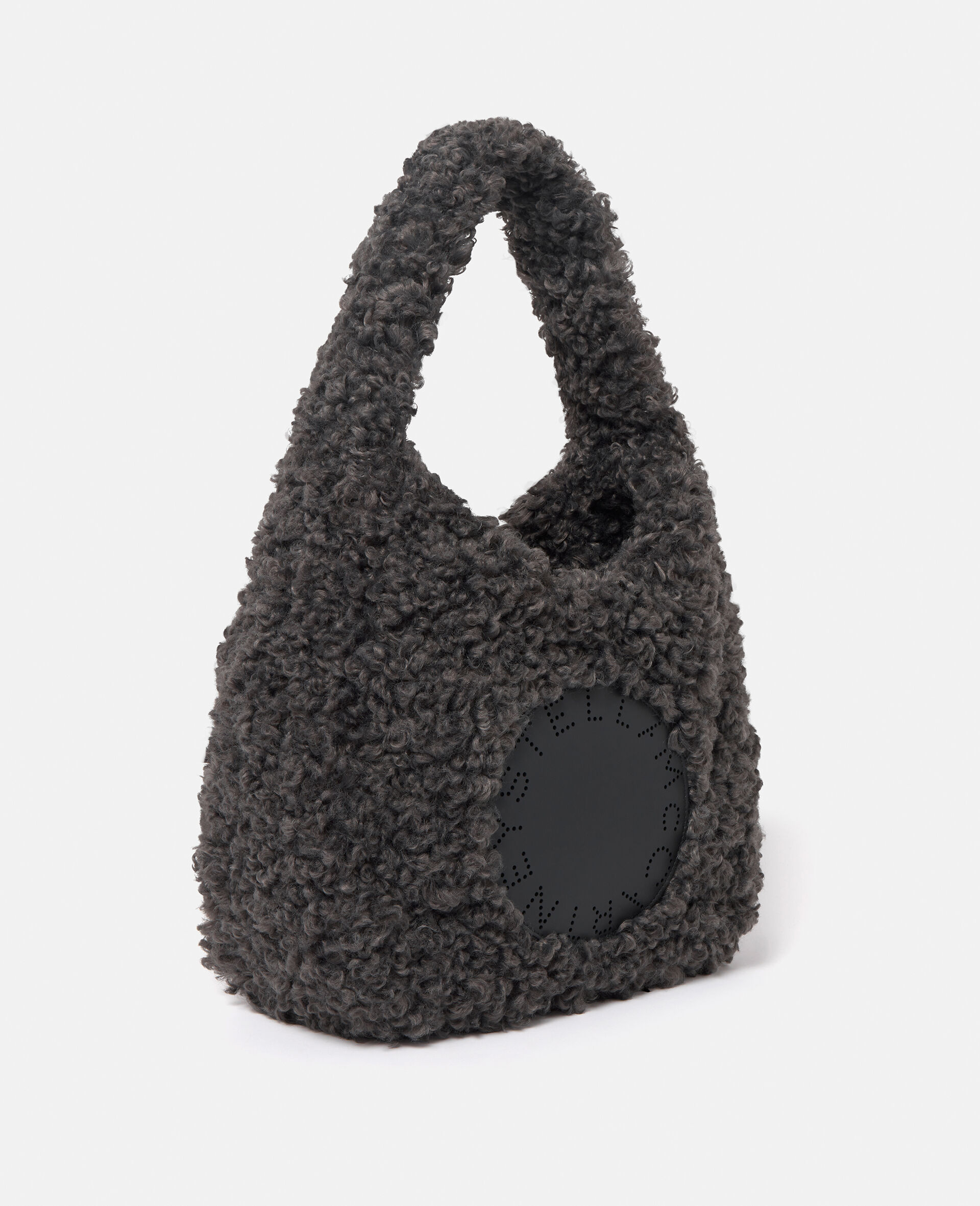 Logo Plush Teddy Hobo Large Tote Bag-Grey-large image number 2