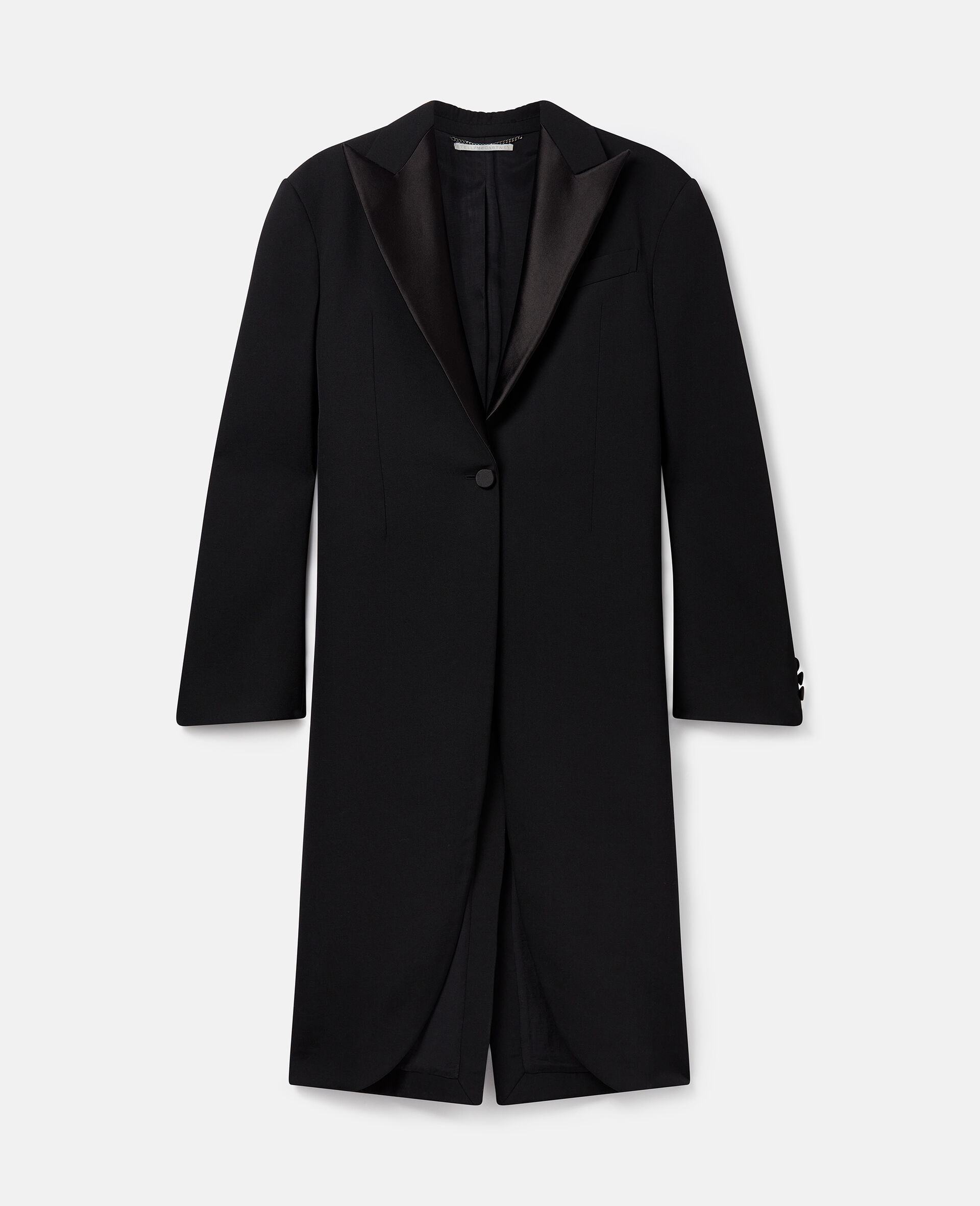 Mantel aus Wolle mit Spitzrevers-Schwarz-medium