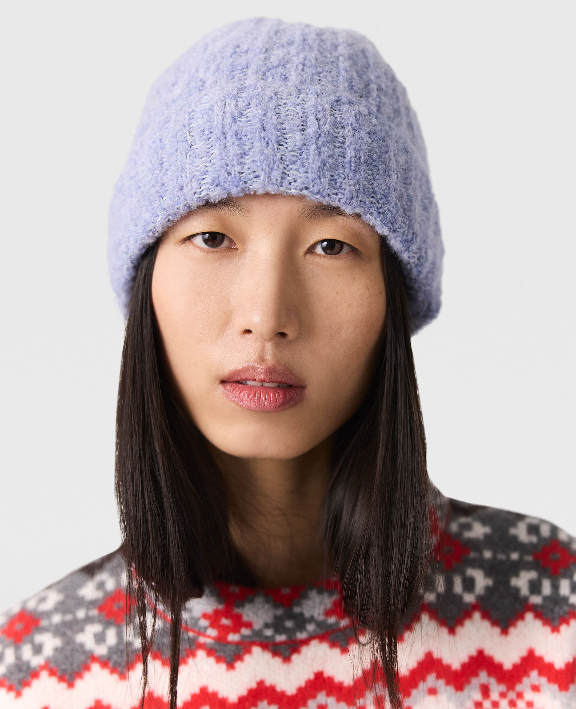 Bonnet raye avec logo-Bleu-model