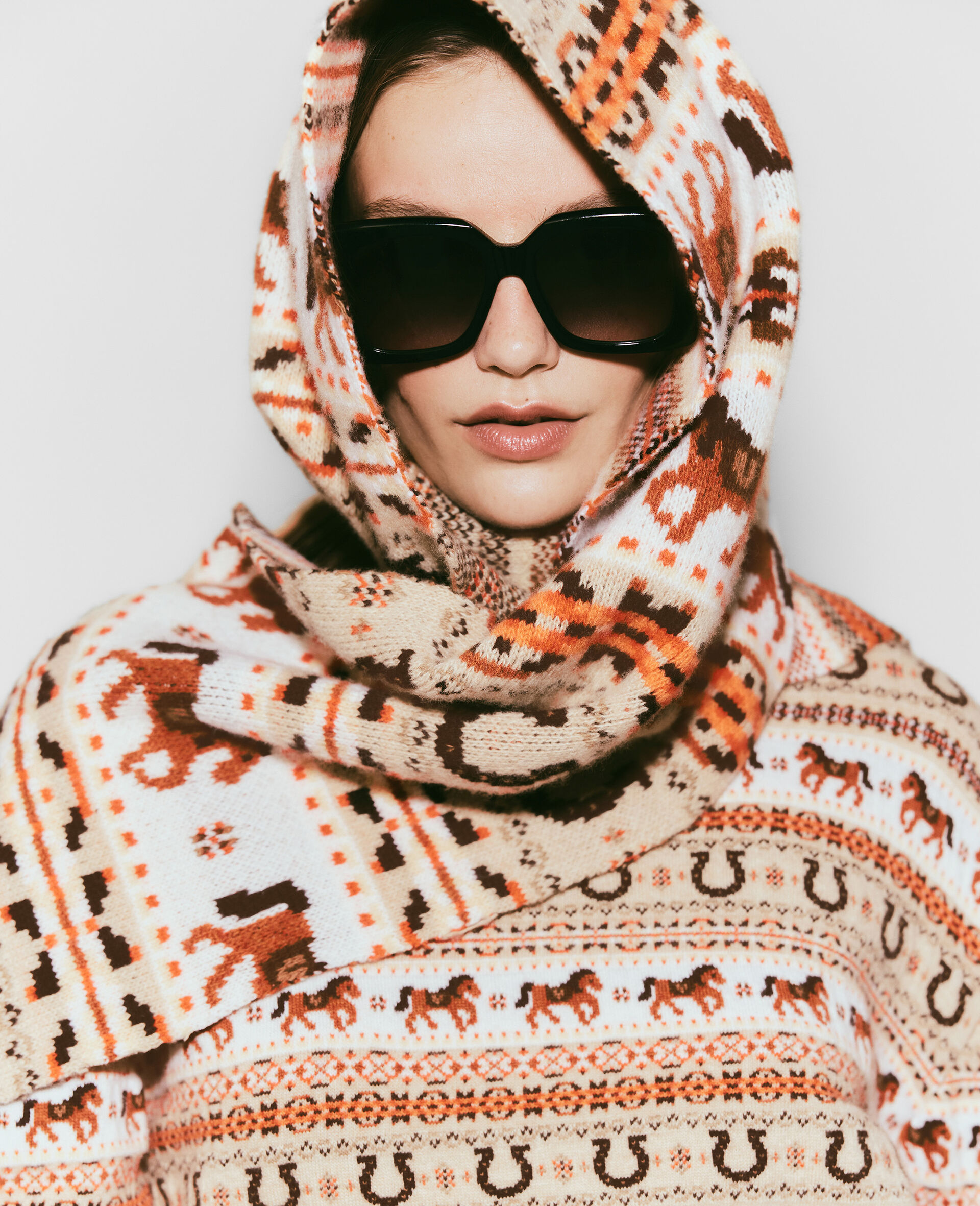 Fair Isle Wool Scarf-Multicolour-large image number 2