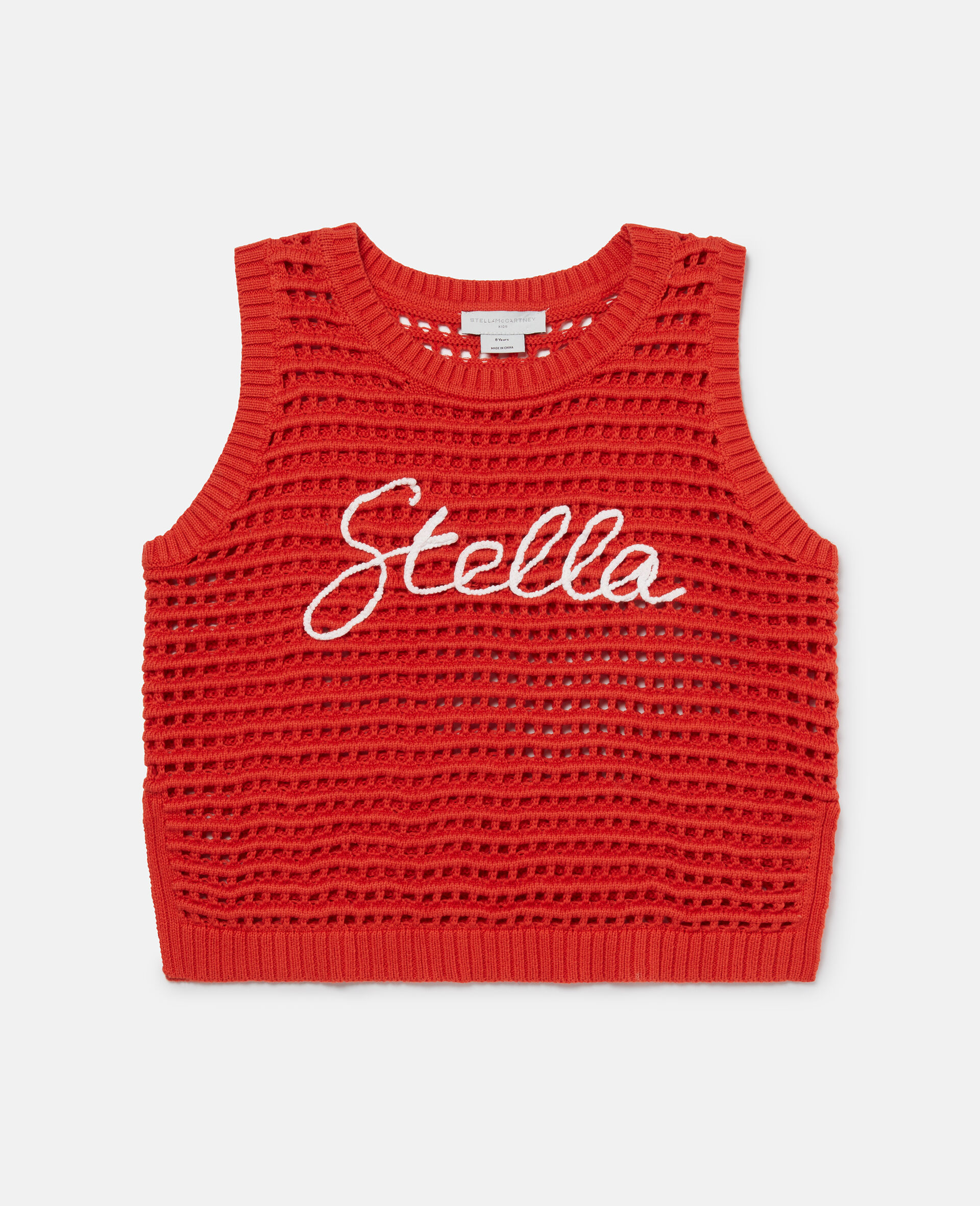 Stella Embroidered Crochet Sleeveless Top-Red-large image number 0