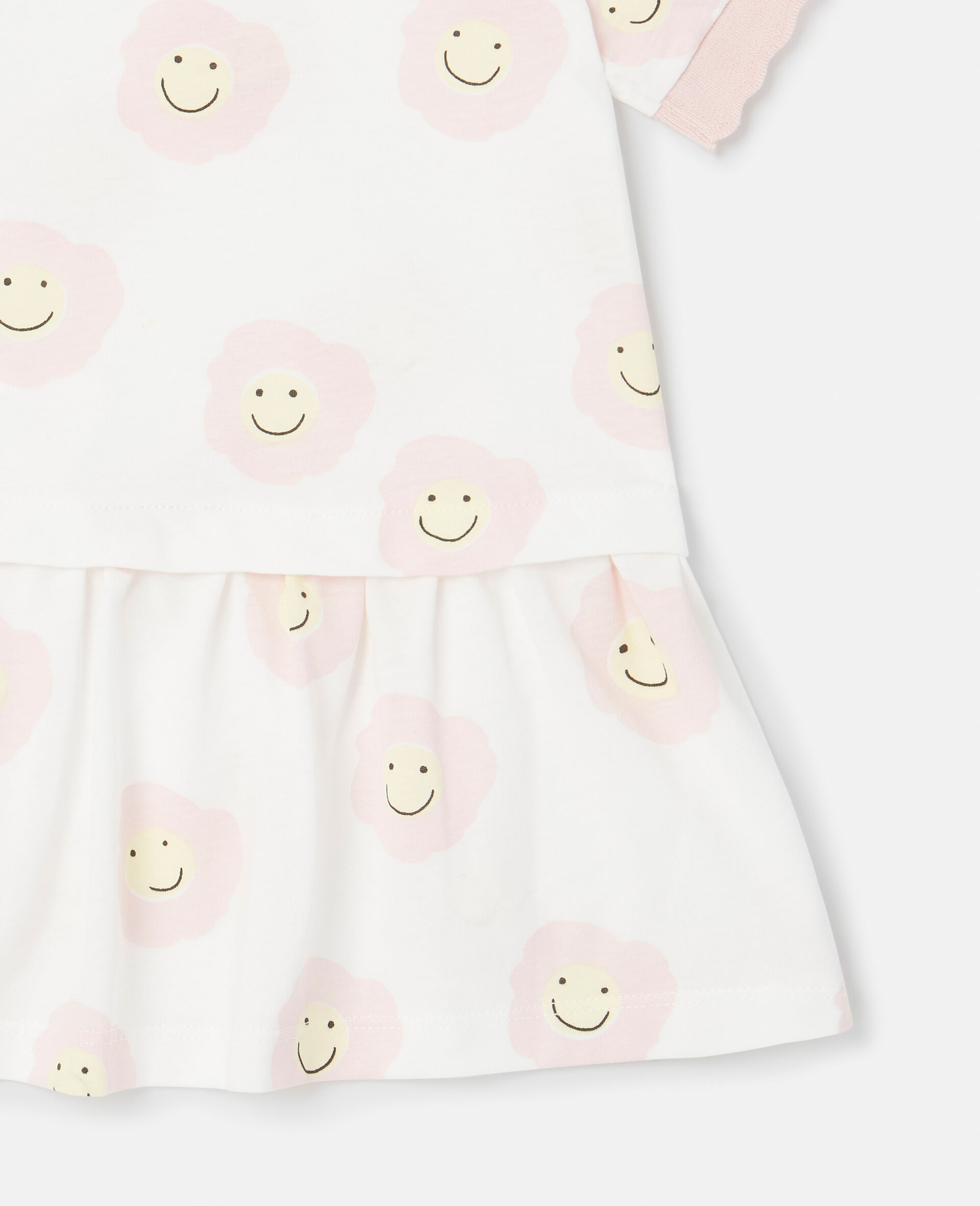 Smiley Flower Print T-Shirt Dress-White-large image number 3