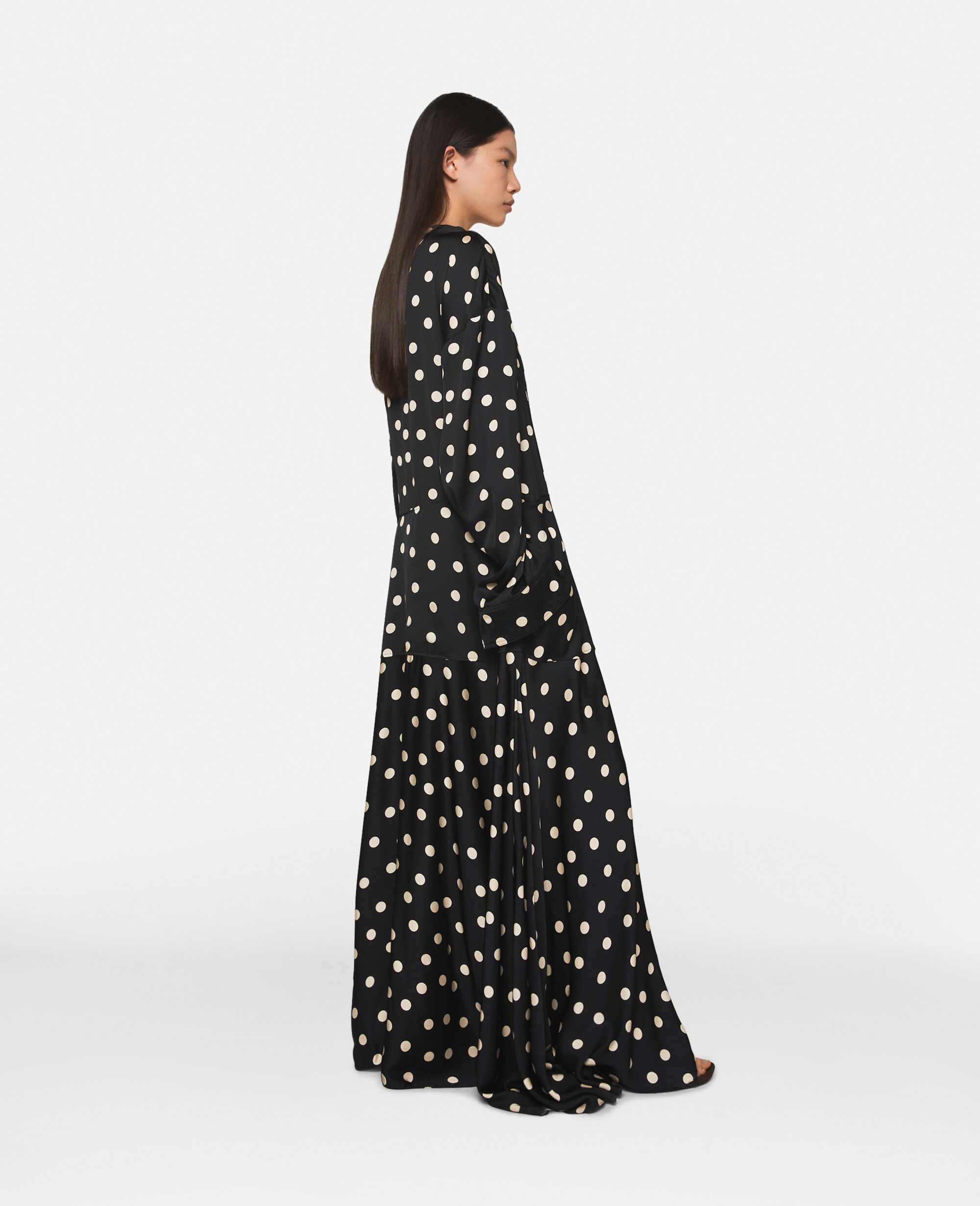 Long sleeve polka dot maxi dress top