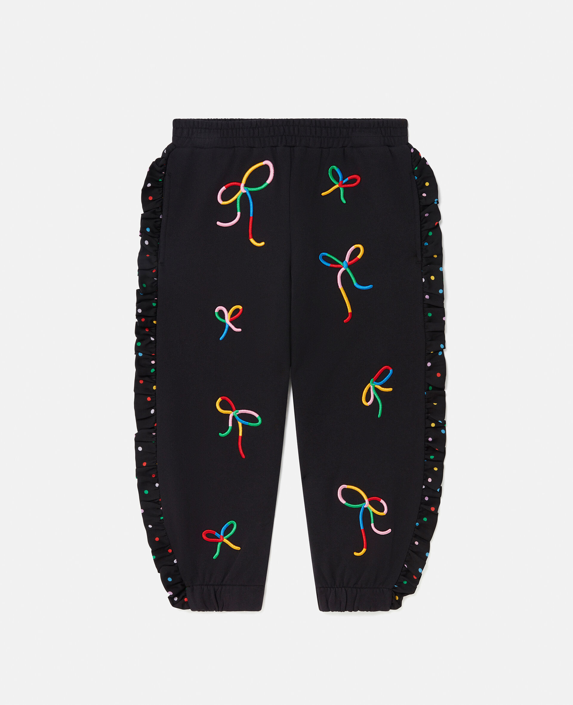 Ribbon Print Frilled Joggers-Multicolour-large image number 0