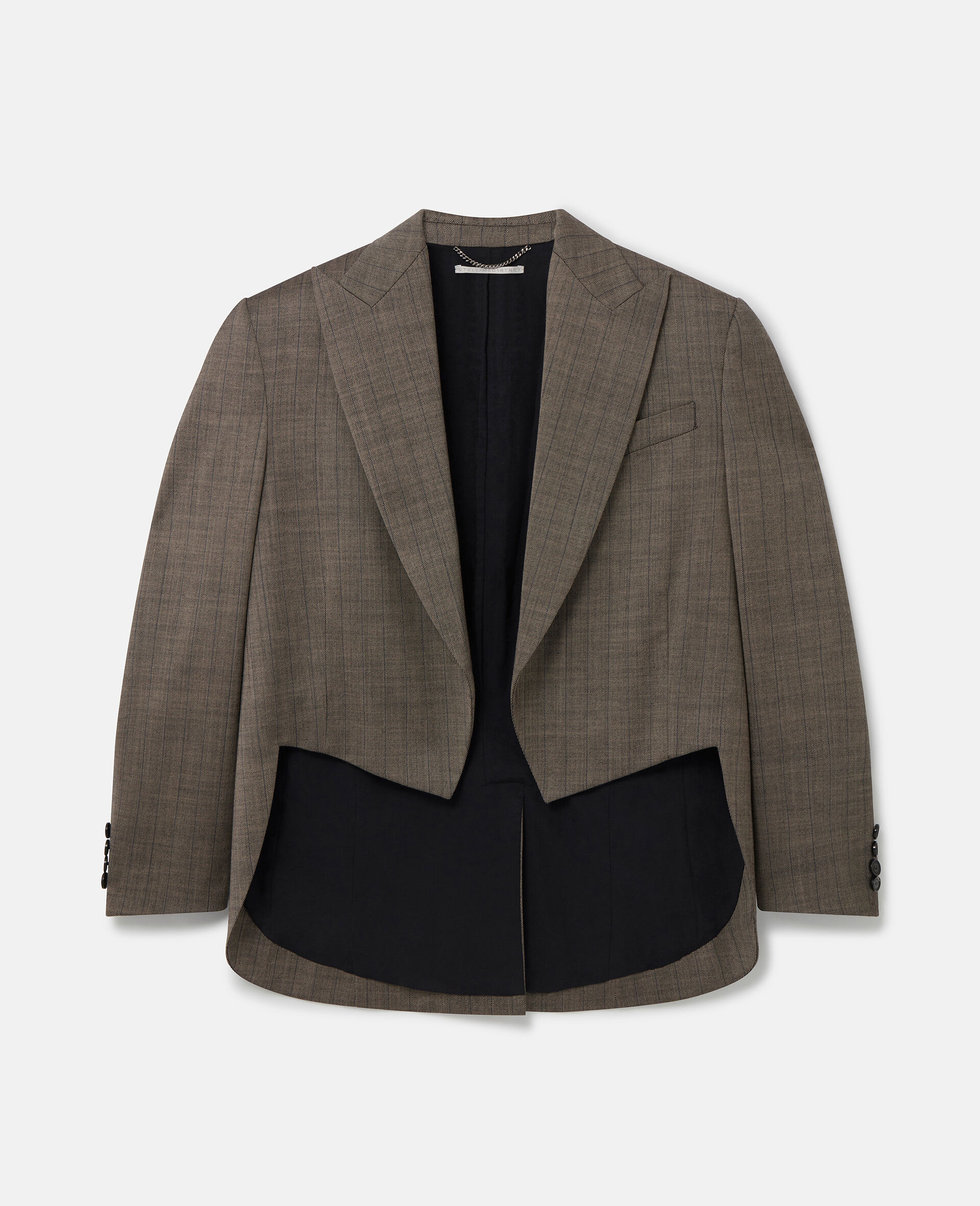 Blazer Corto in Twill Gessato-Grigio-medium
