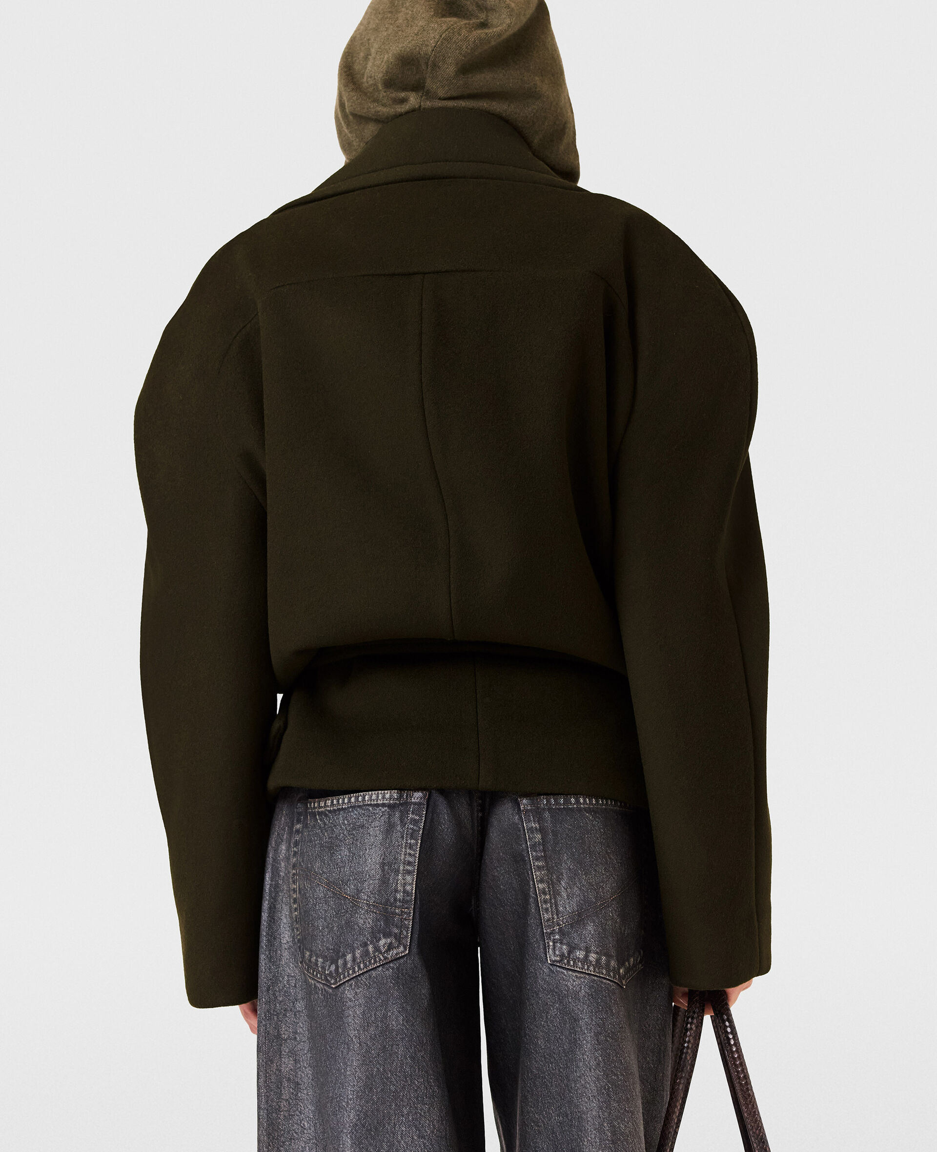 Cropped Belted Trench Jacket-Green-large image number 4