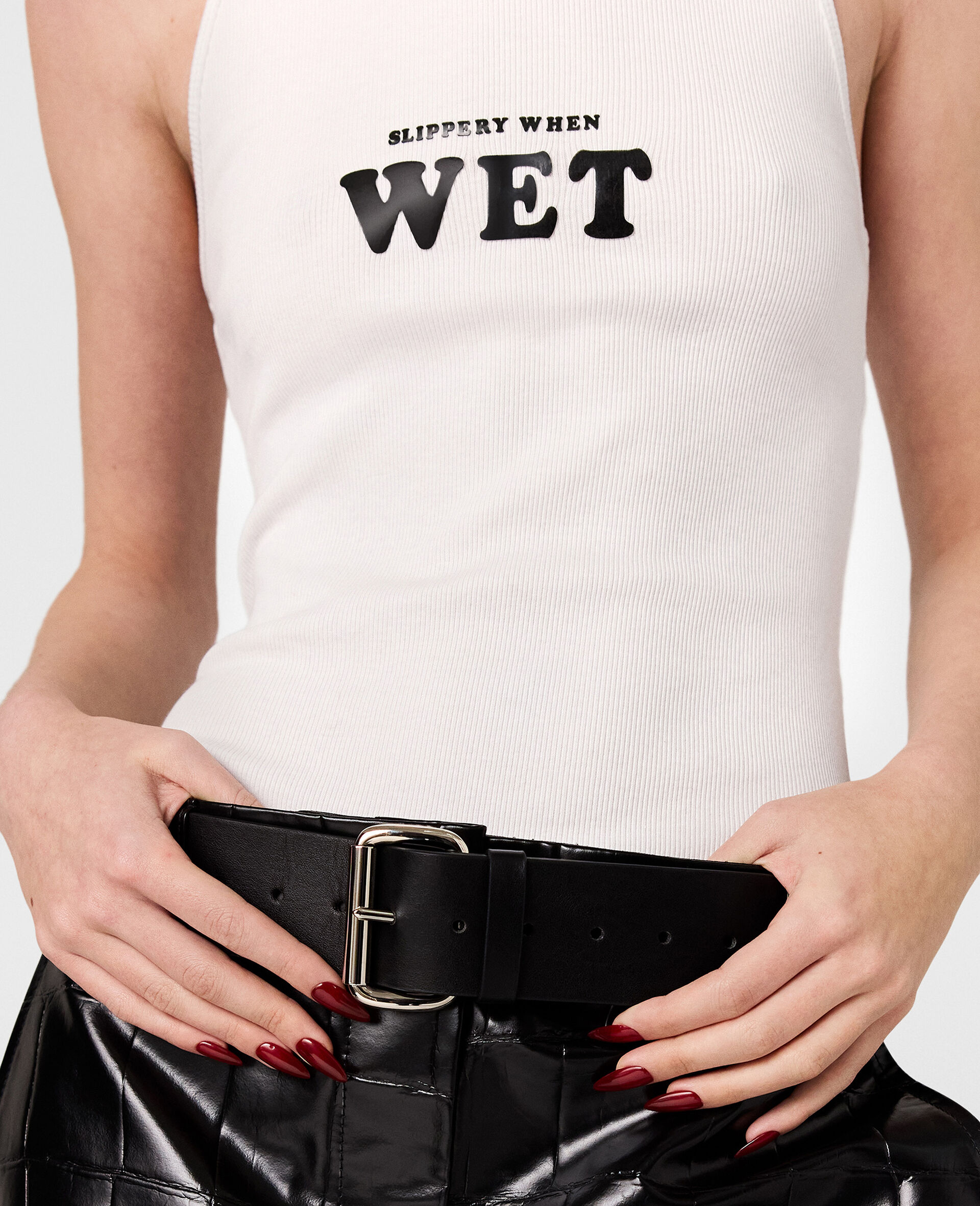 Slippery When Wet Racerback Tank Top-Weiß-large image number 3