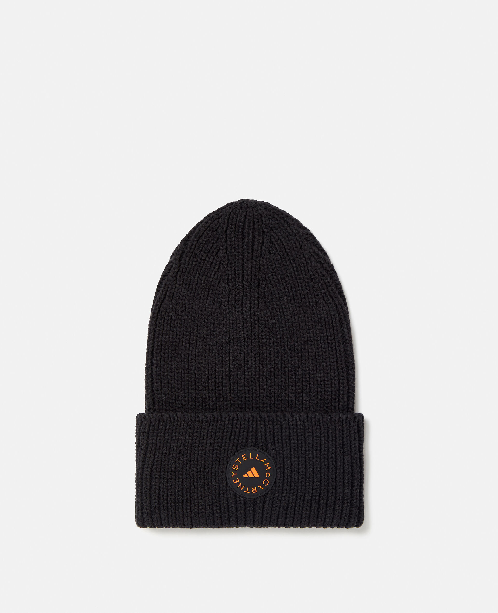 Bonnet côtelé avec logo-Noir-medium