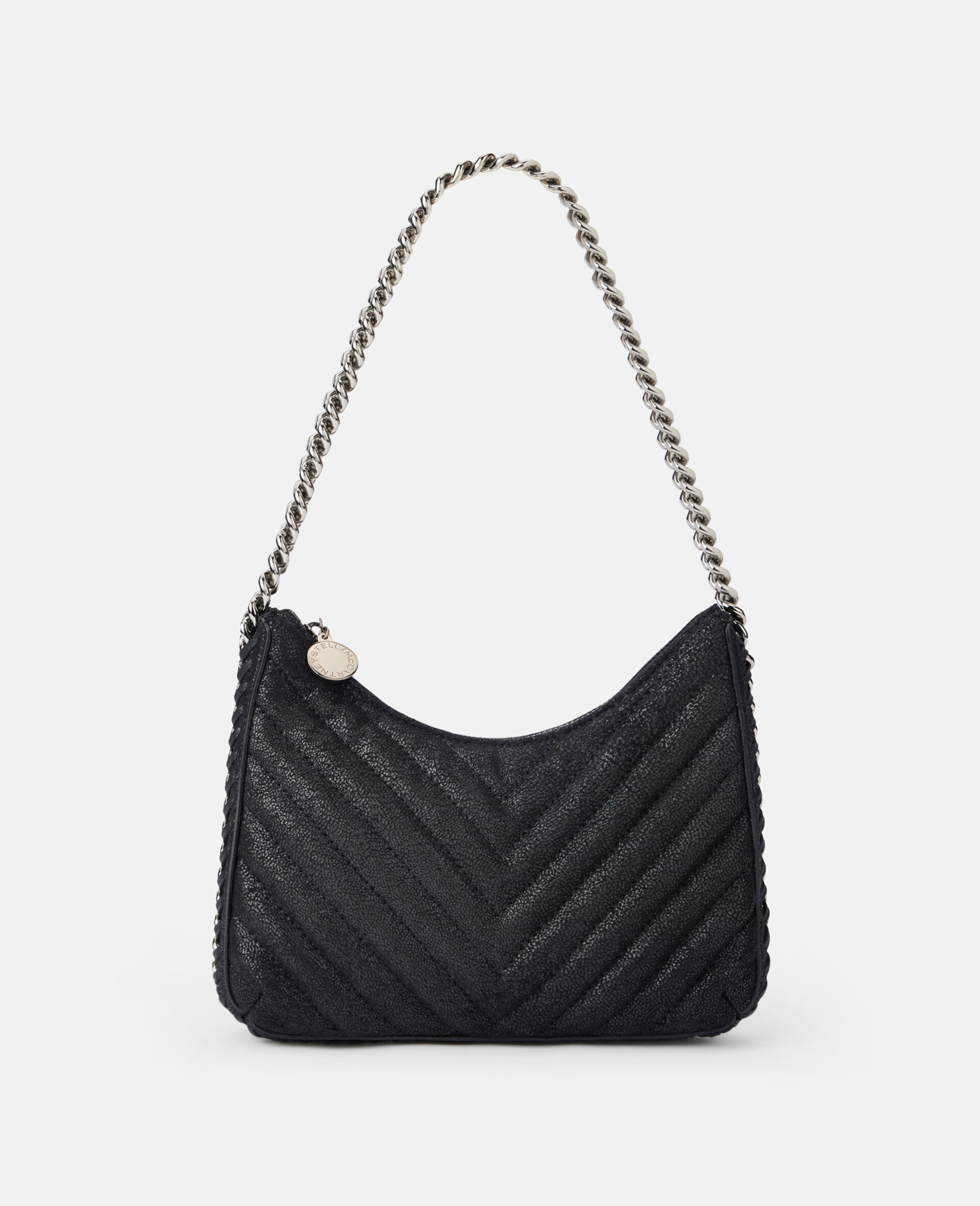 Borsa a Spalla Mini Falabella Trapuntata con Zip-Nero-large image number 0