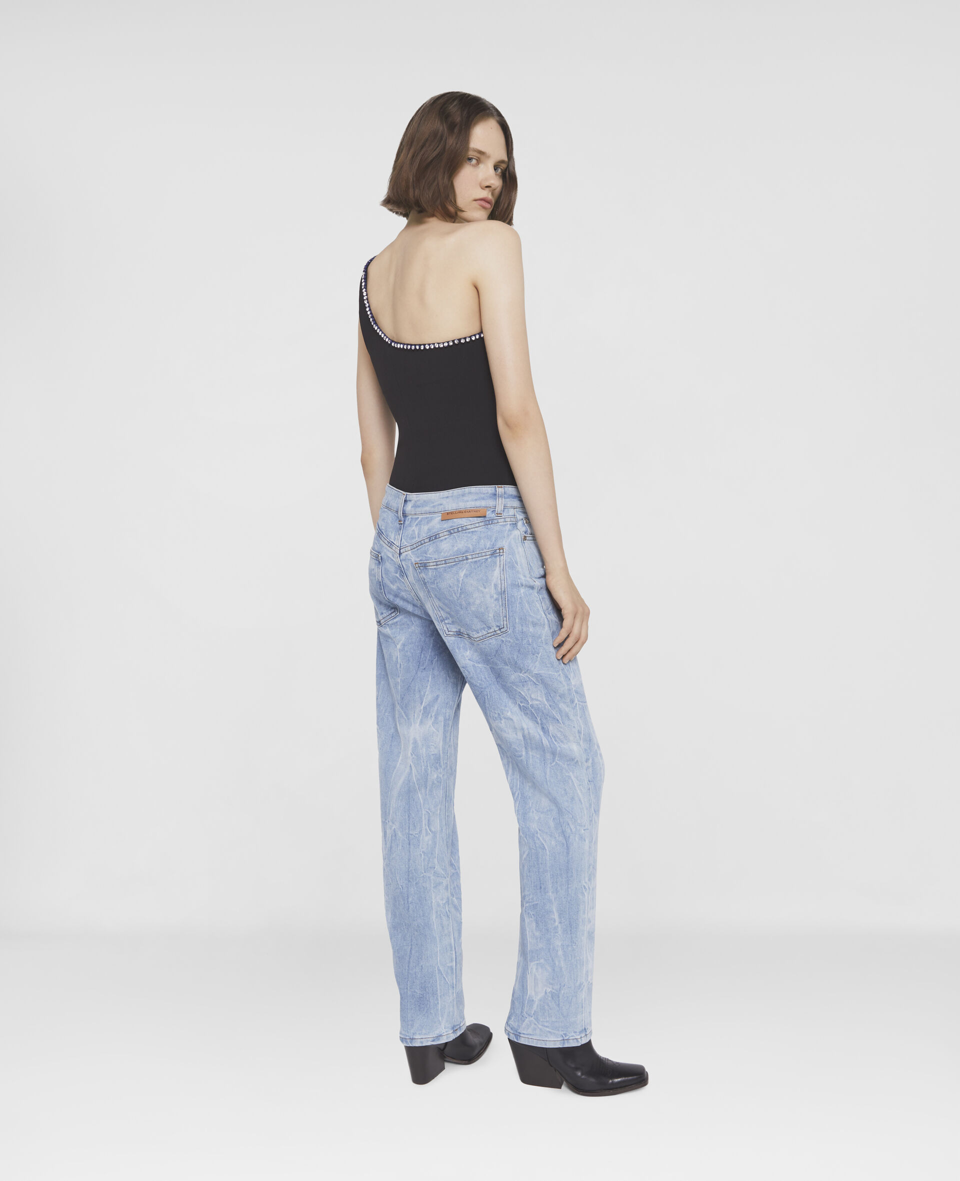 Crystal Frame One-Shoulder Top-Black-large image number 2