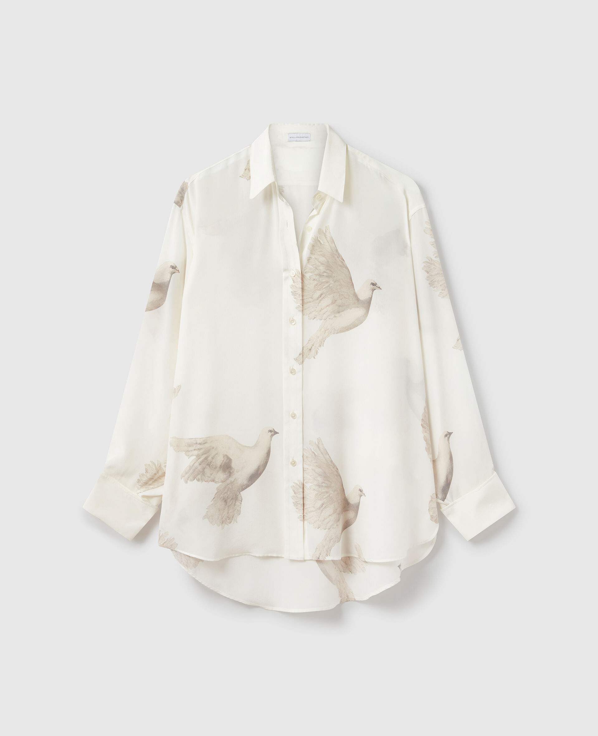 Oversized Sheer Dove Print Shirt-Cream-large image number 0