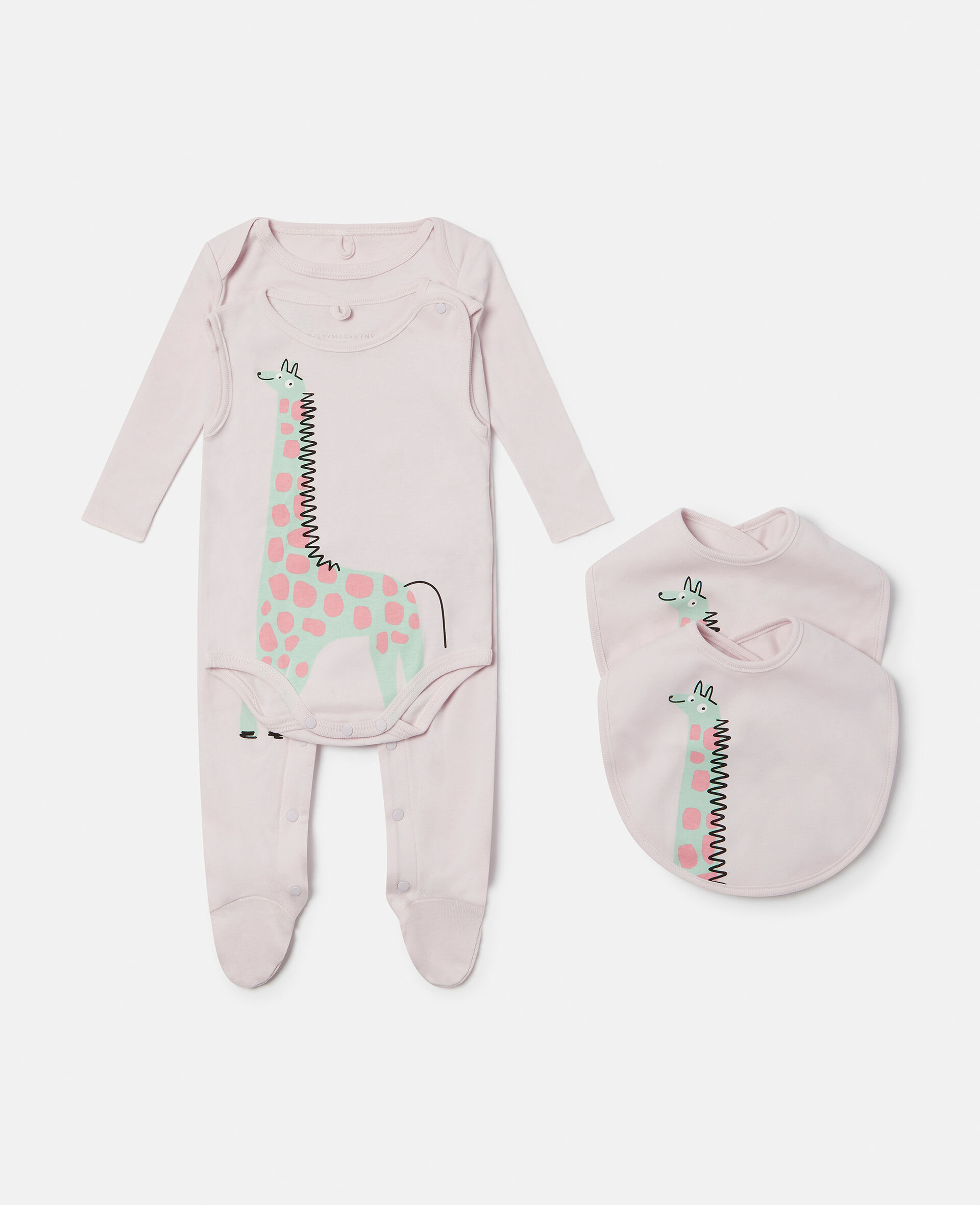 Animal Doodle Print Bib Set-Pink-large image number 0