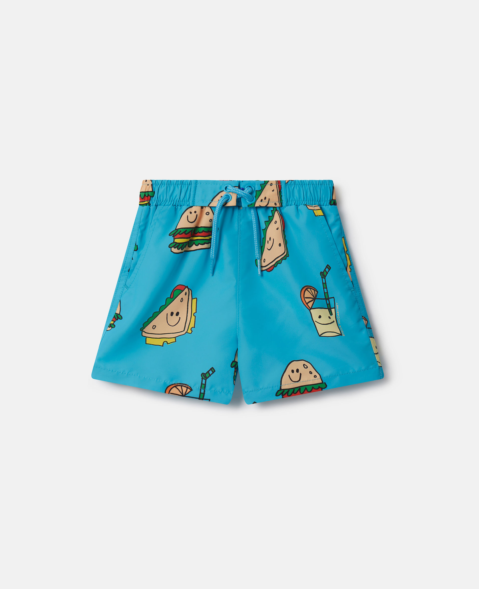 Veggie Sandwich Print Swim Shorts-Blue-medium