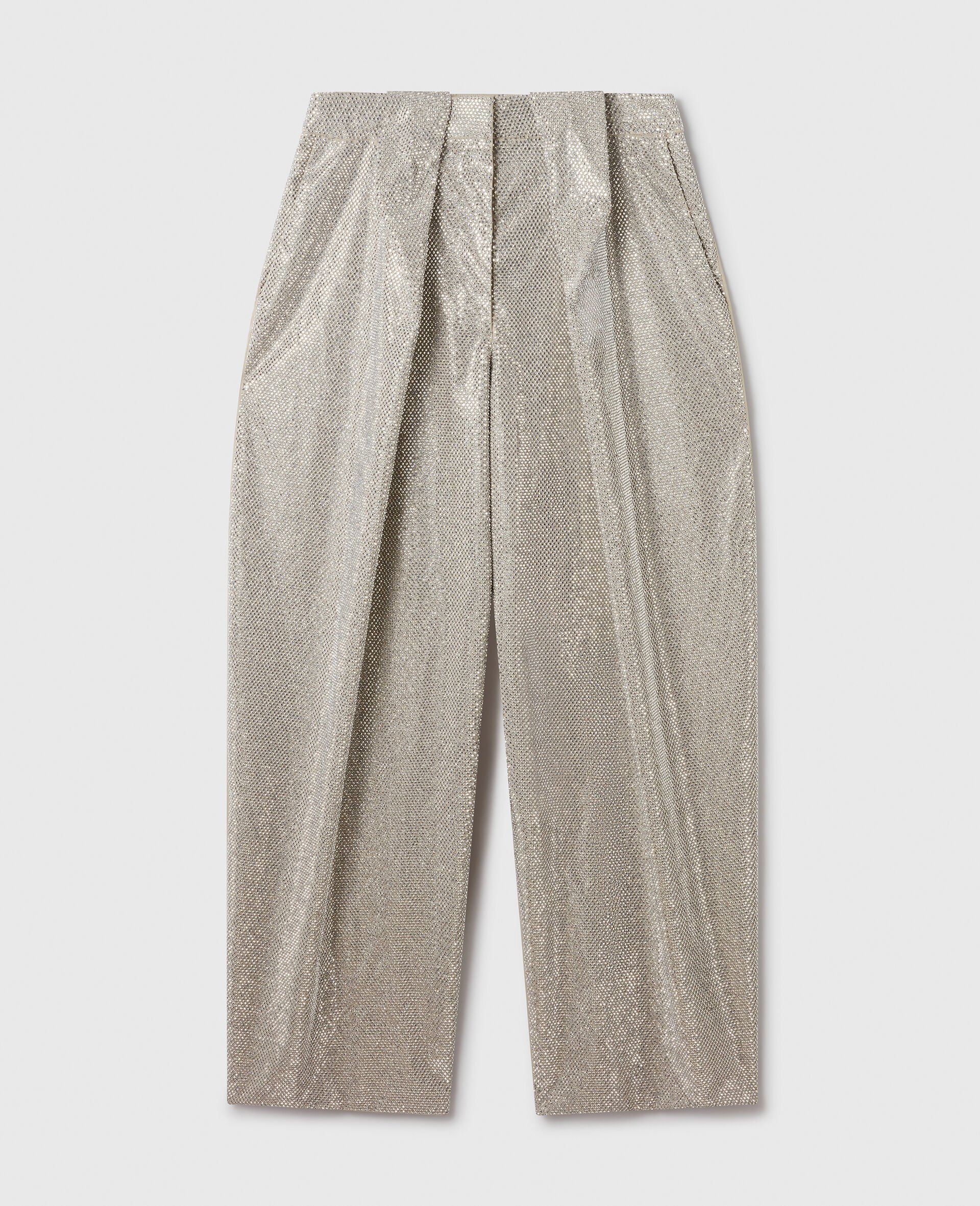 Slouchy Paneled Rhinestone-Embellished Pants-Silver-large image number 0