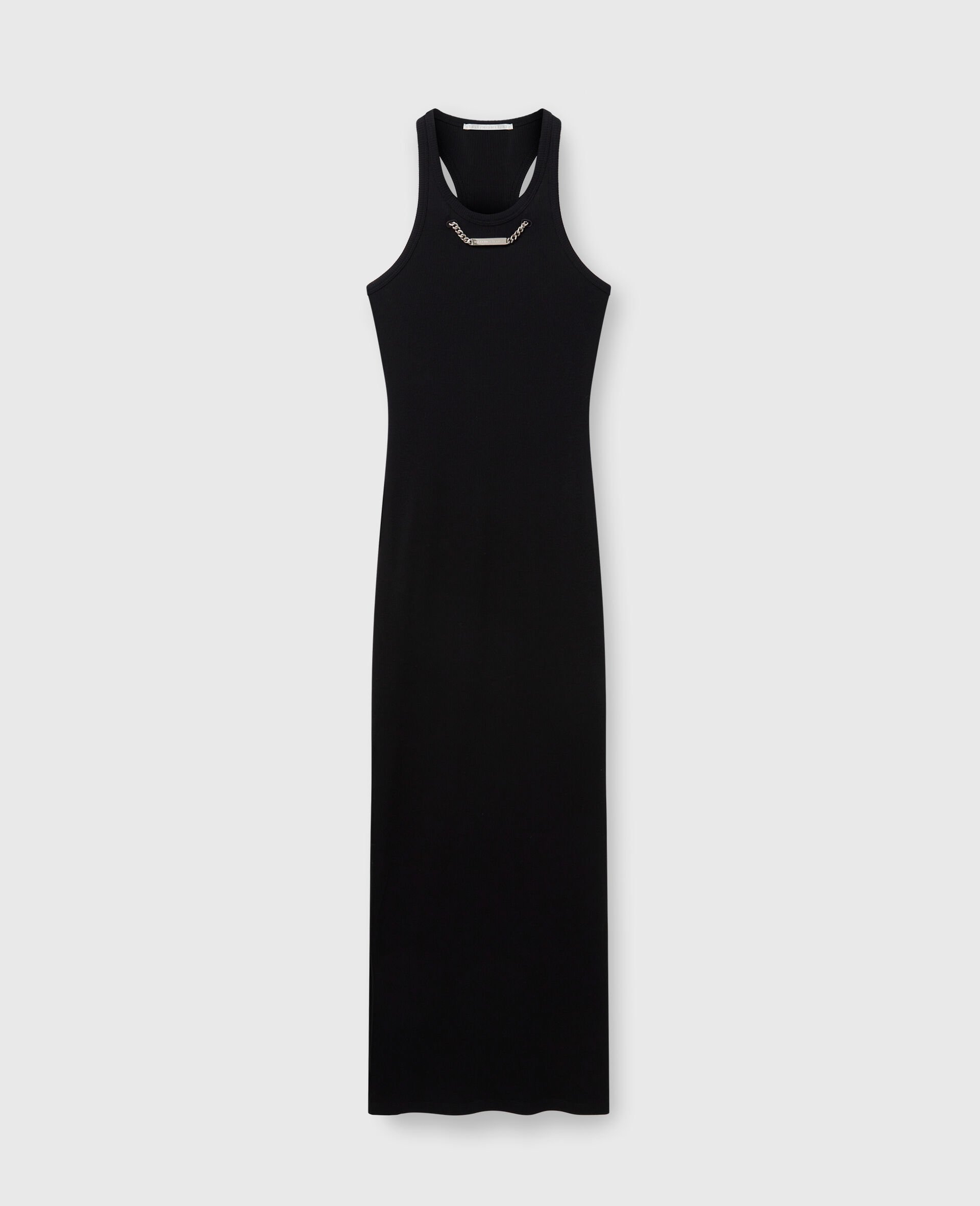 Midikleid mit Logo-Kette-Schwarz-large image number 0