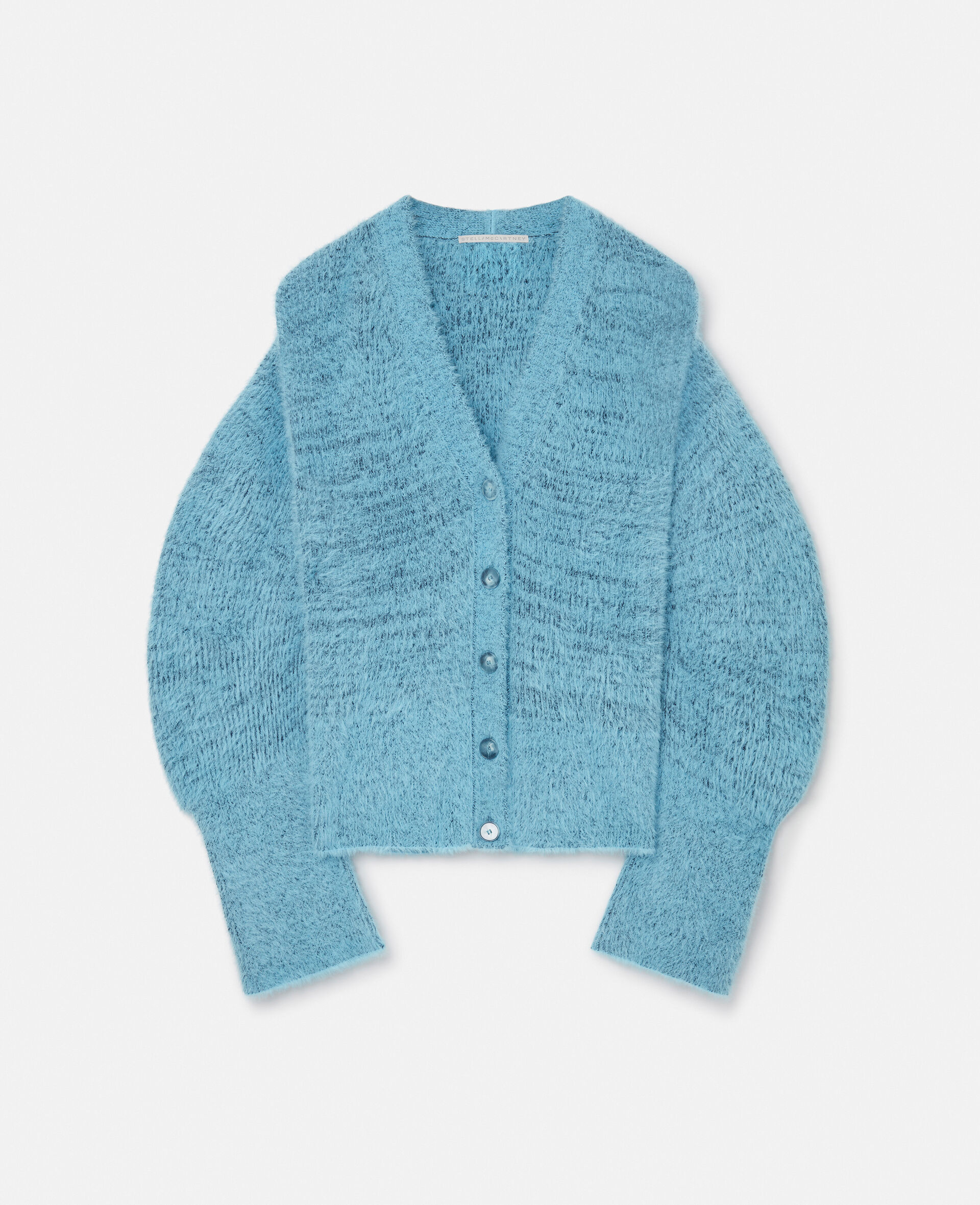 Fluffy Knit Cardigan-Blue-large image number 0