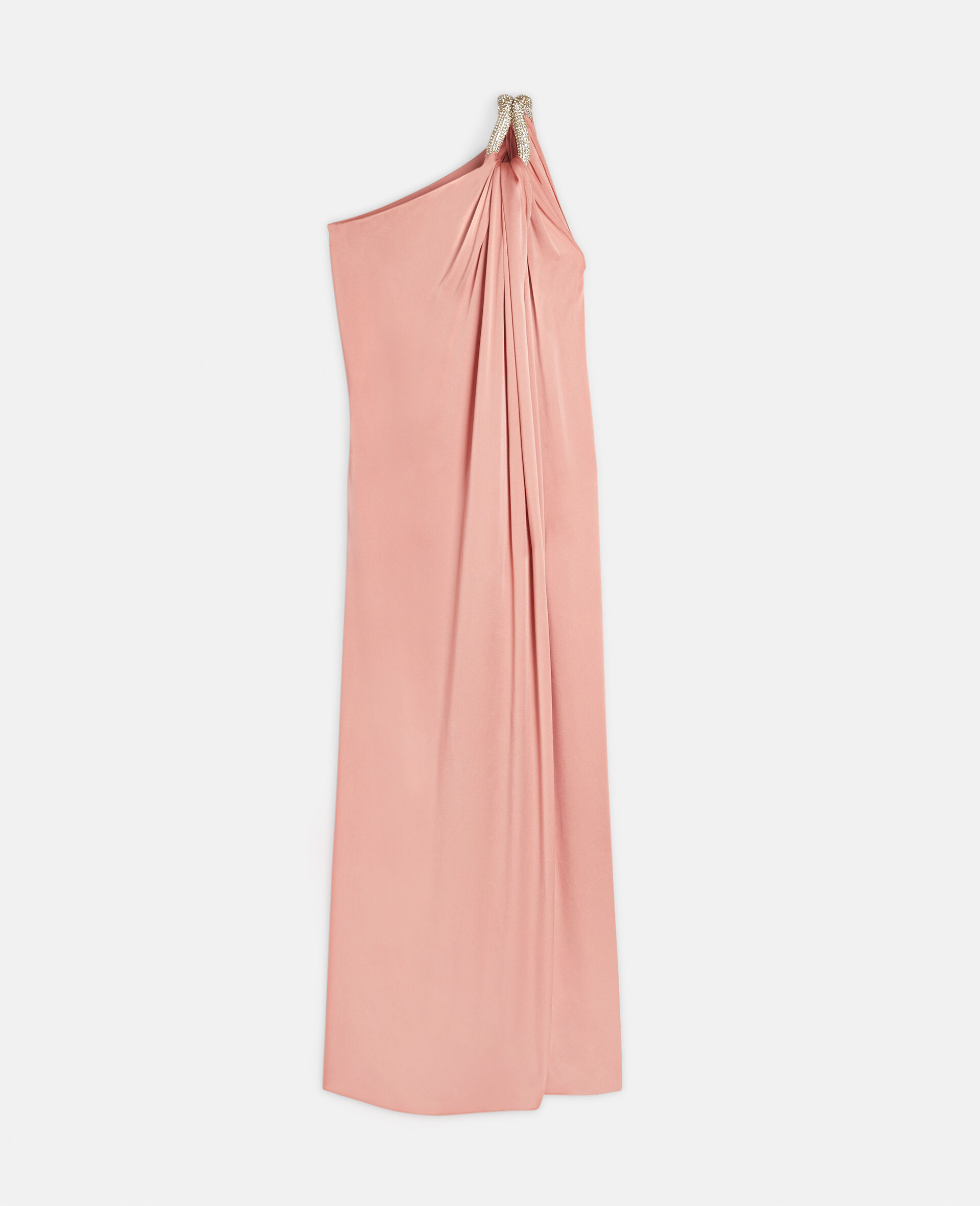 One Shoulder Double Satin Dress-Pink-large image number 0