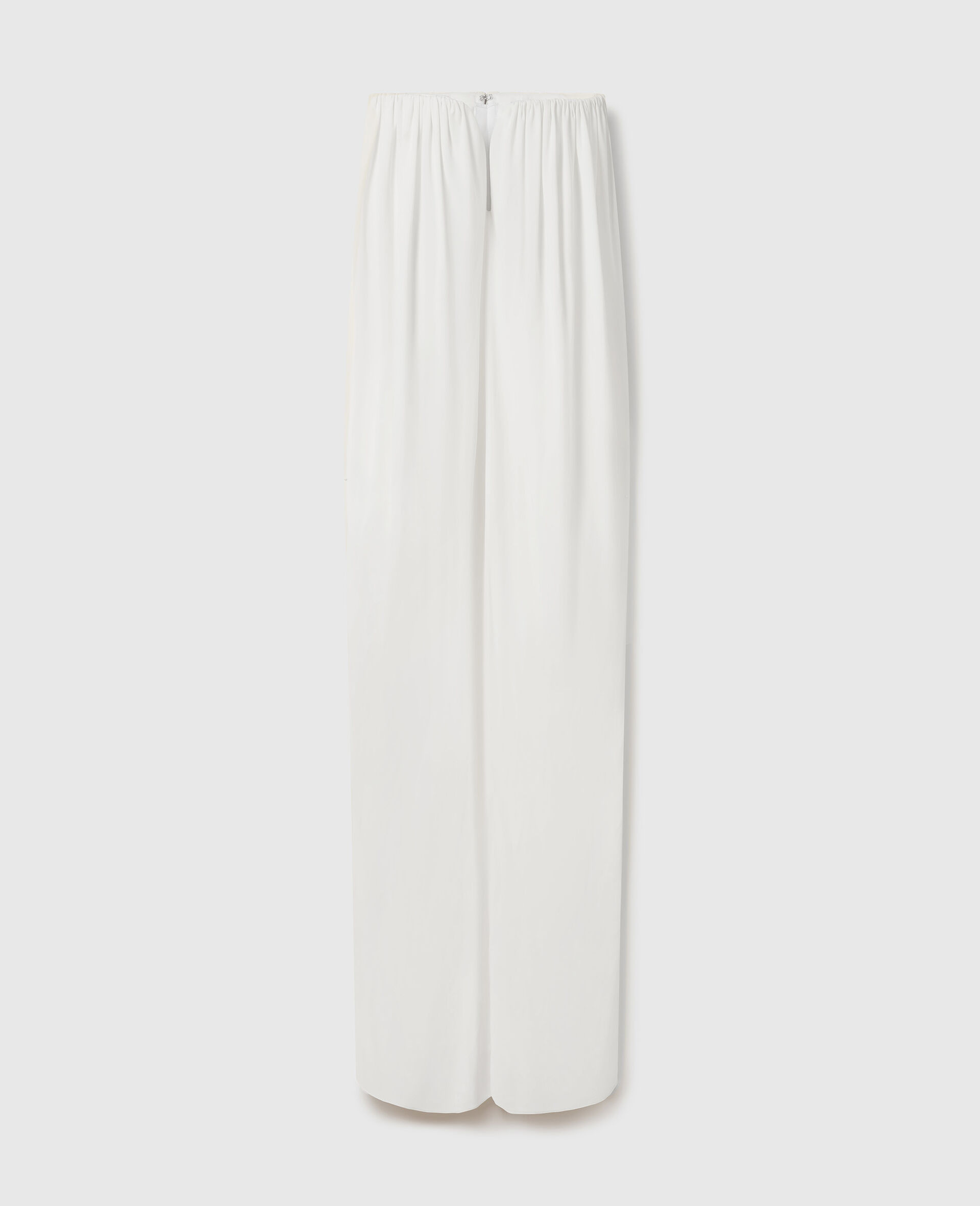 Pleated Strapless Silk-Blend Dress-White-large image number 0