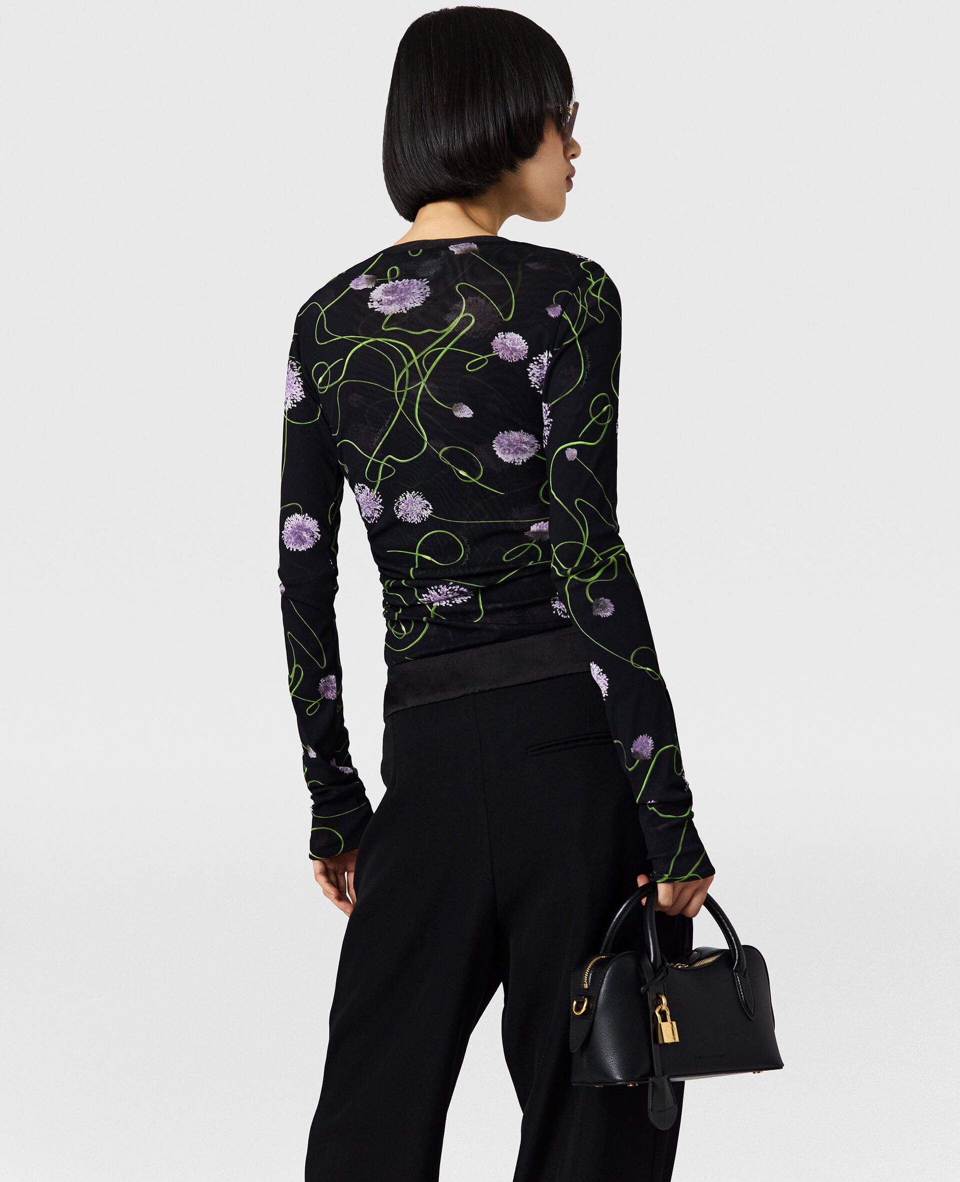 Haut torsade en mesh floral-Noir-large image number 3