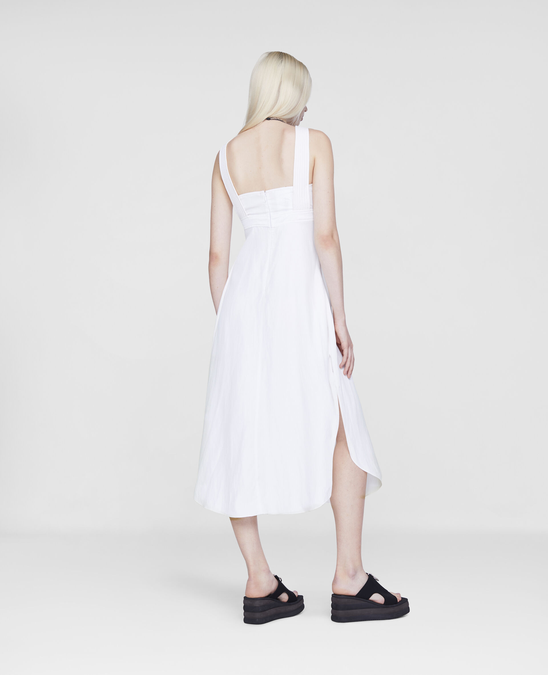 Sleeveless Midi Dress-White-large image number 2