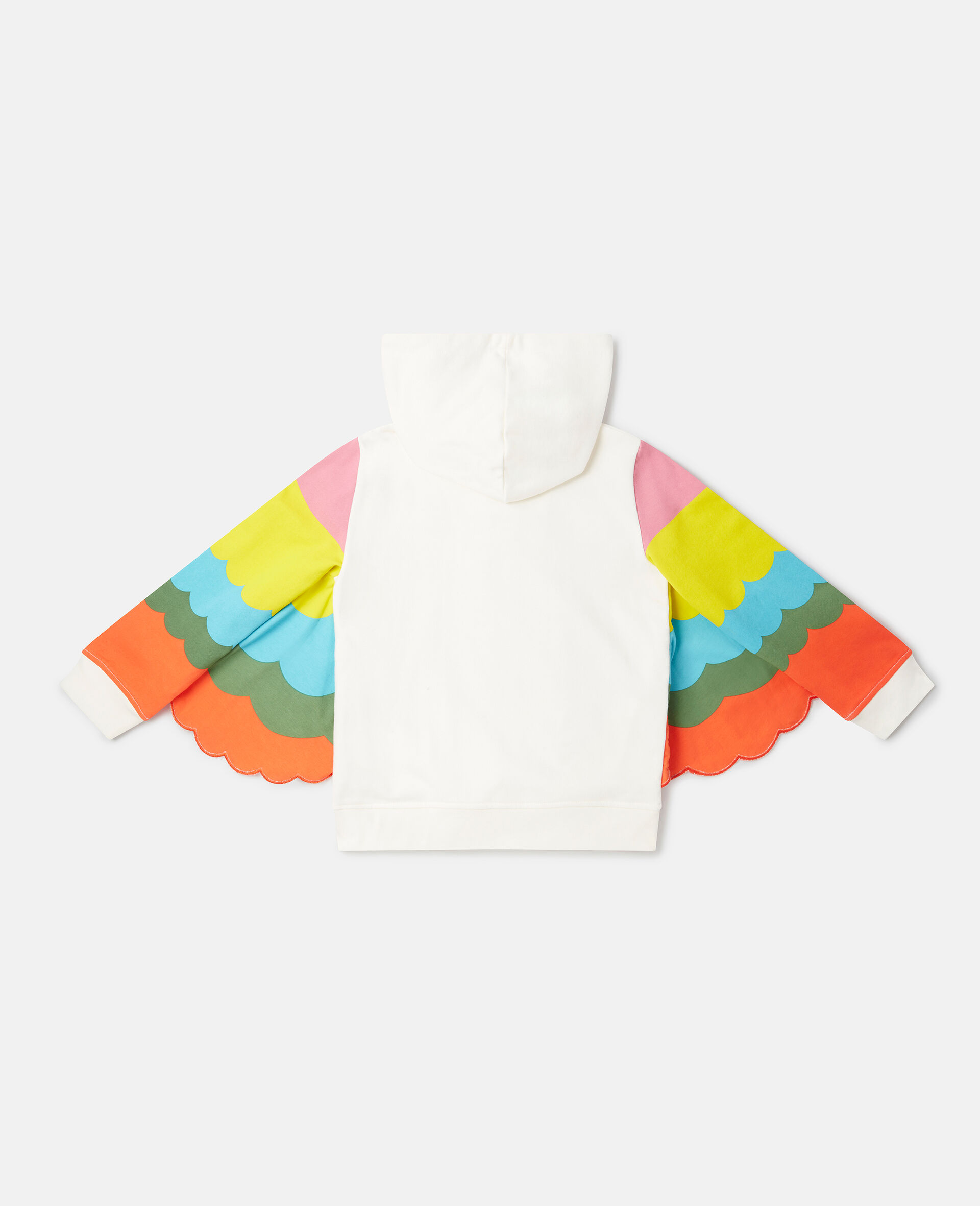 Parrot Embroidery Hoodie with Wings-White-large image number 2