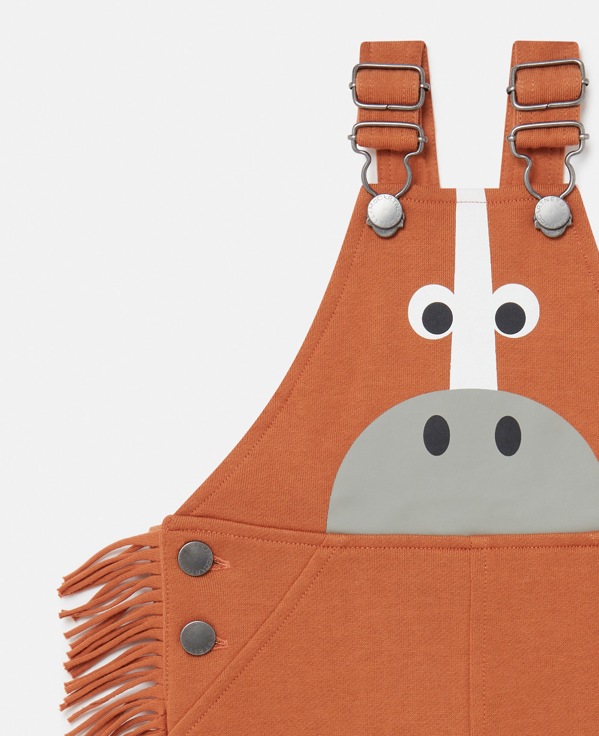 Women Brown Horse Graphic Fringed Overalls | Stella McCartney US