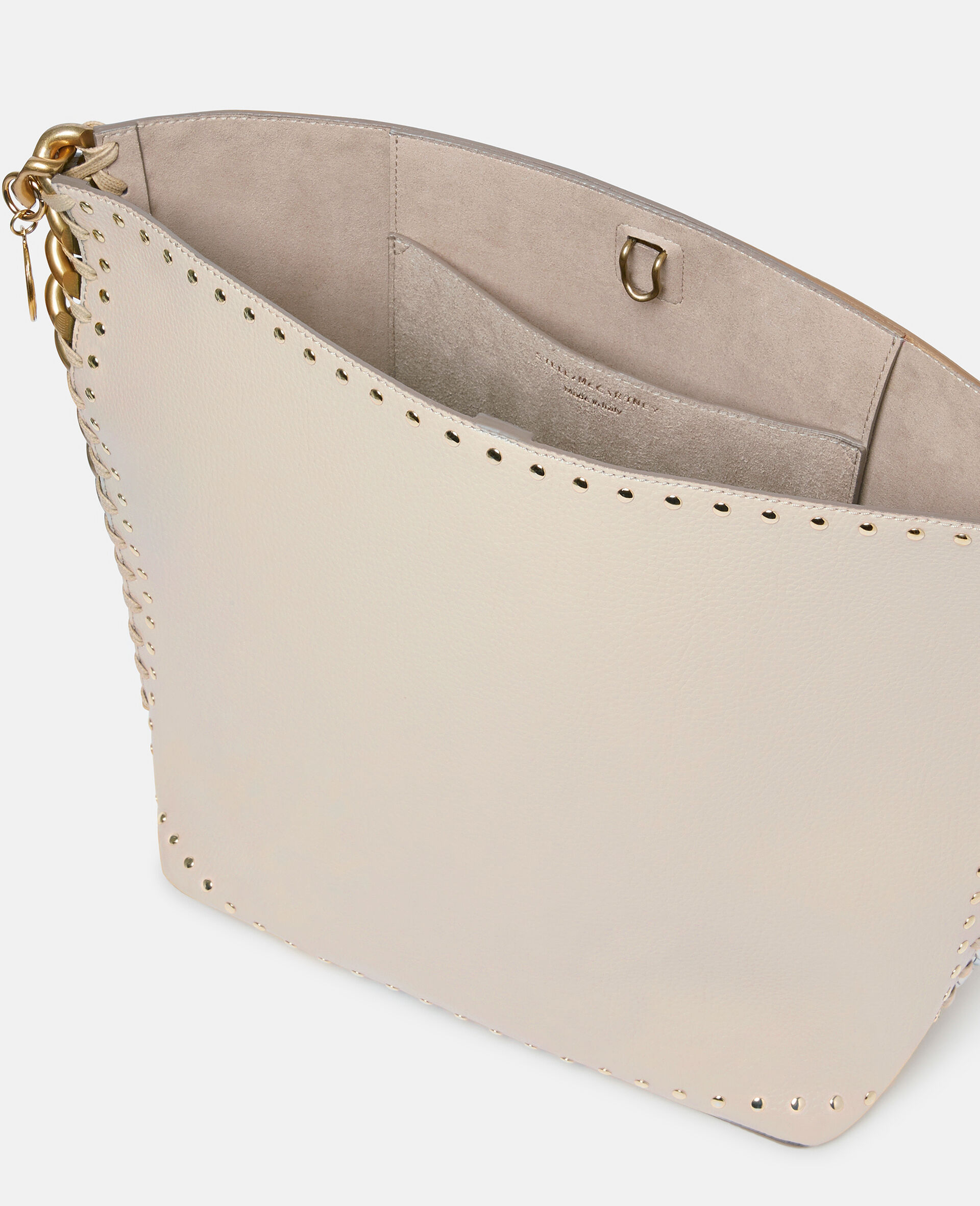 Frayme Tote Bag aus genarbtem Alter Mat mit Nietenbesatz-Schwarz-large image number 4