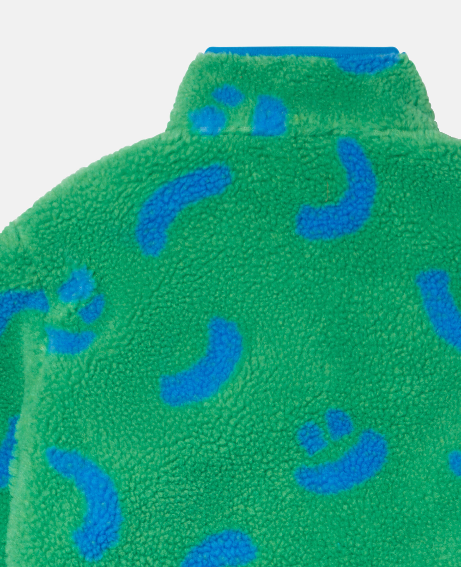Smile Print Teddy Fleece Jacket-Green-large image number 3