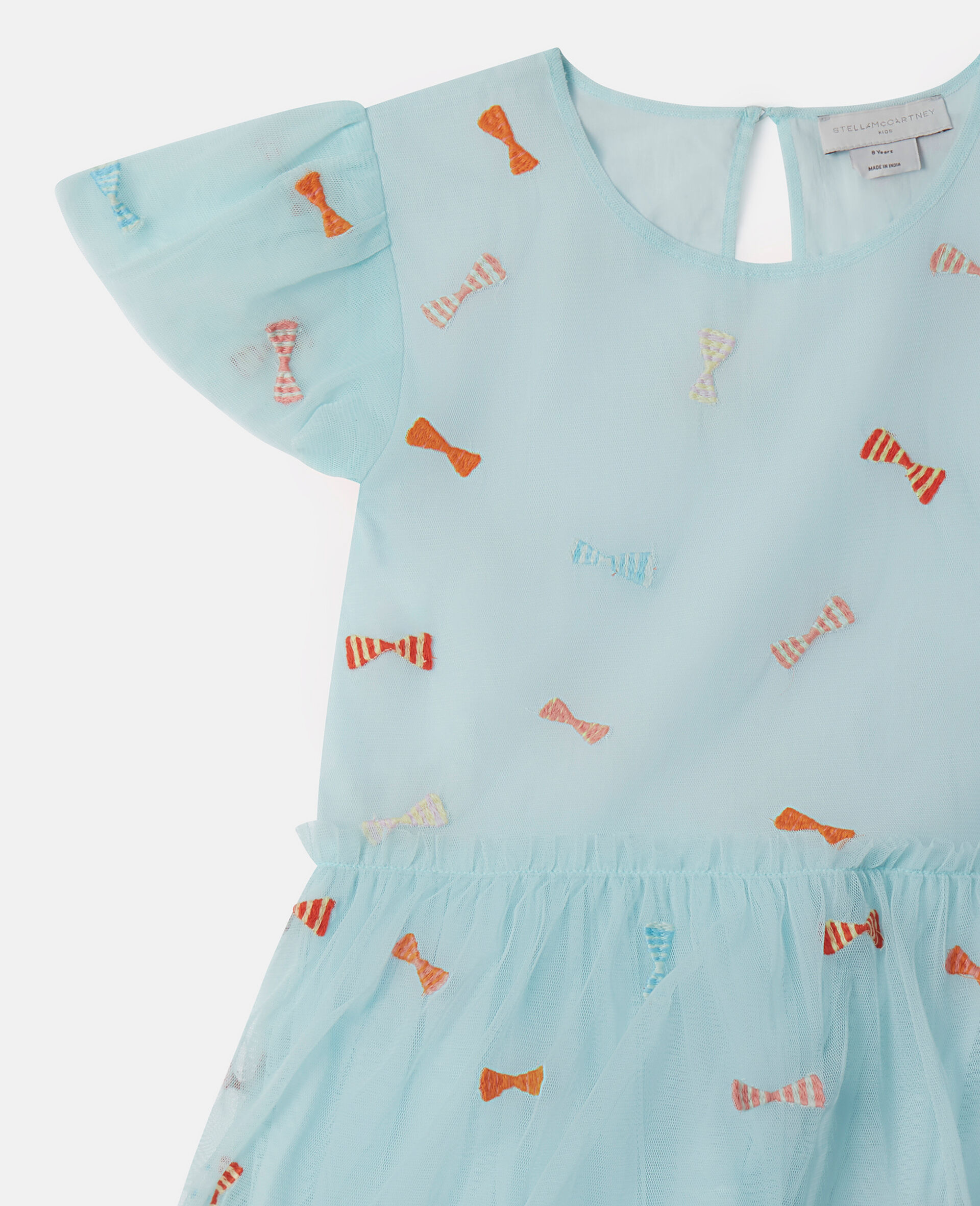 Striped Bow Print Occasion Dress-Blue-large image number 3