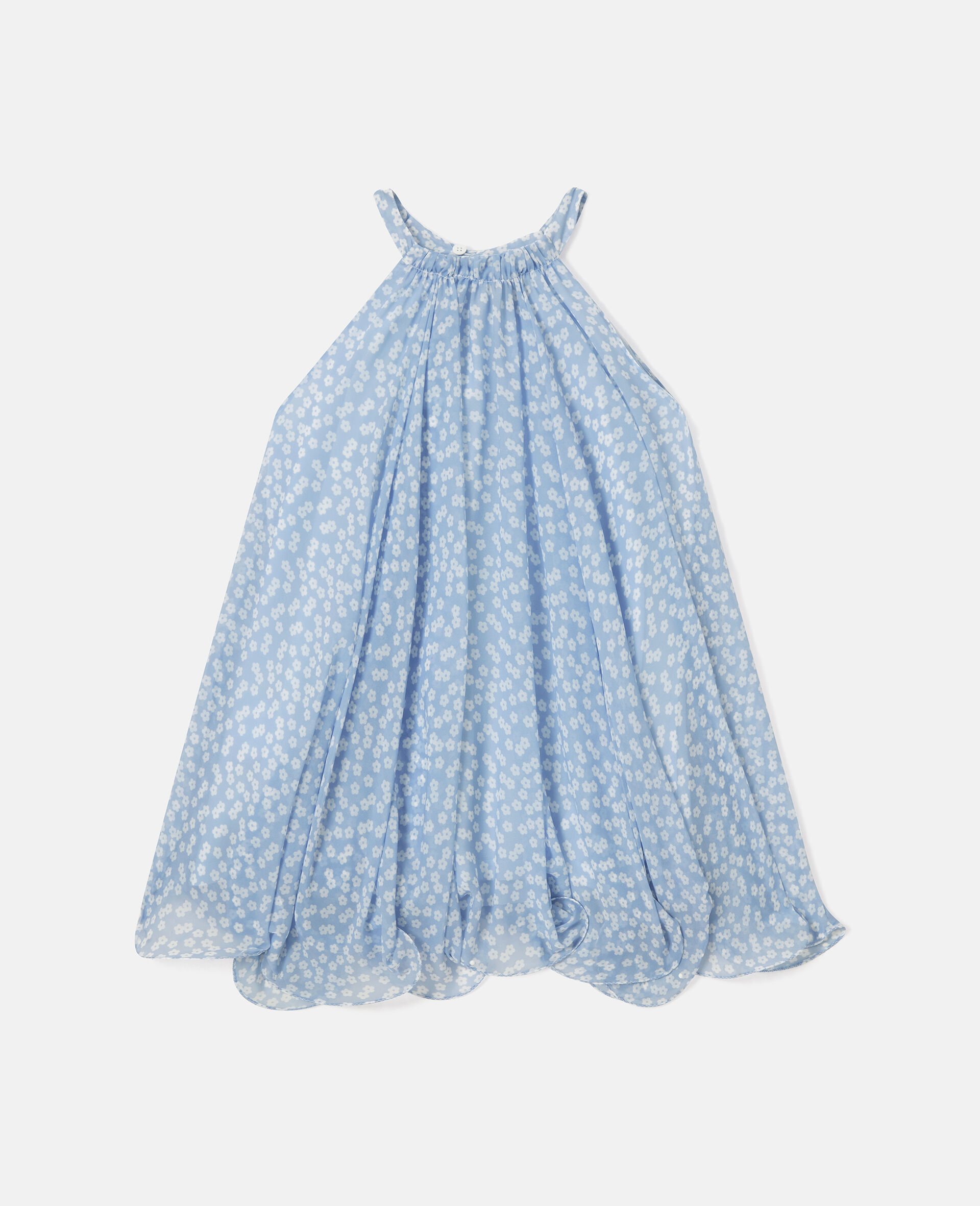 Gingham Halterneck Dress-Blue-medium