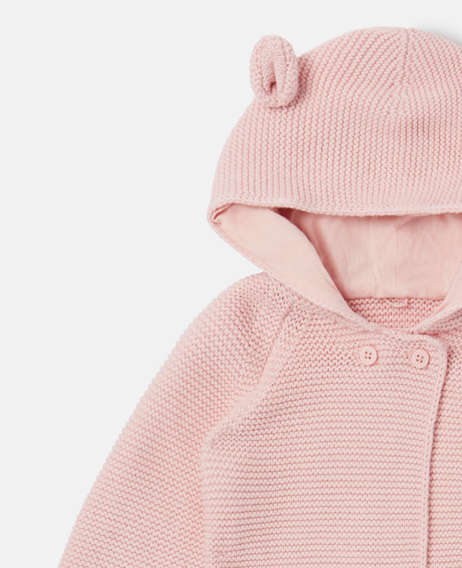 3D Ear Fringed Hooded Cardigan-Pink-large 3D Ear Fringed Hooded Cardigan-Pink-large image number 1