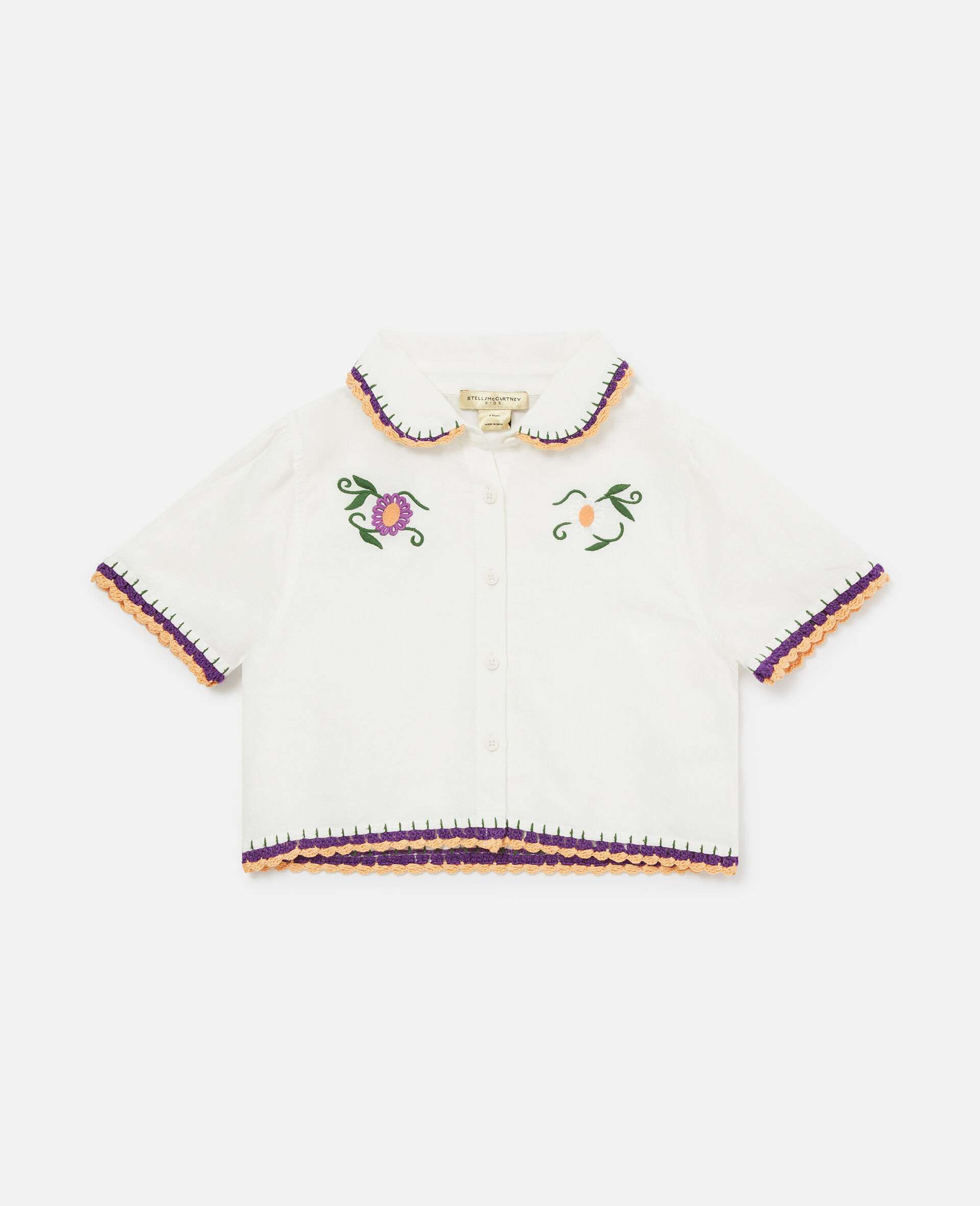 Embroidered Polo Shirt-White-medium