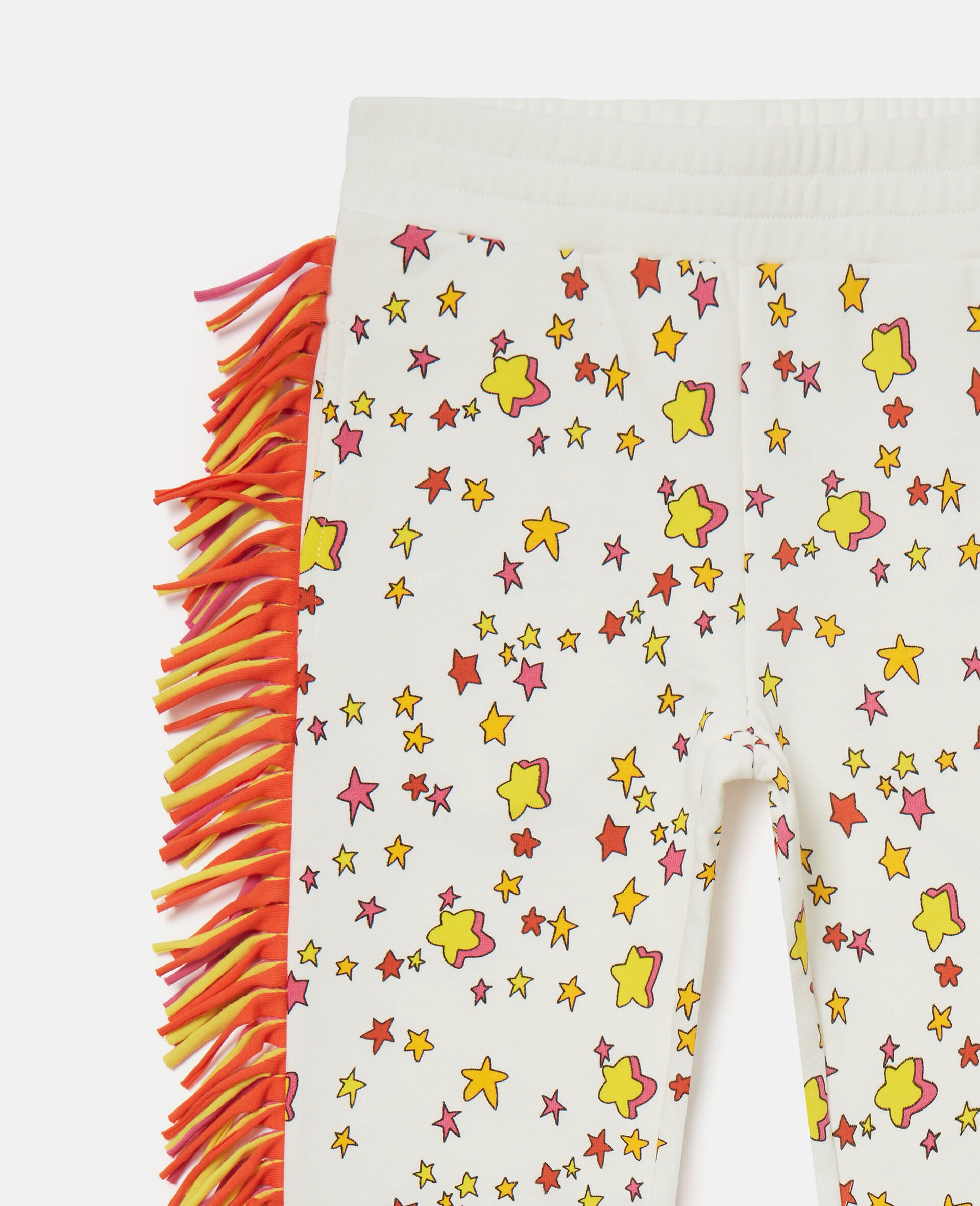 Jogginghose mit Kordelzug, Fransen und Sternen-Grafik-Weiß-medium