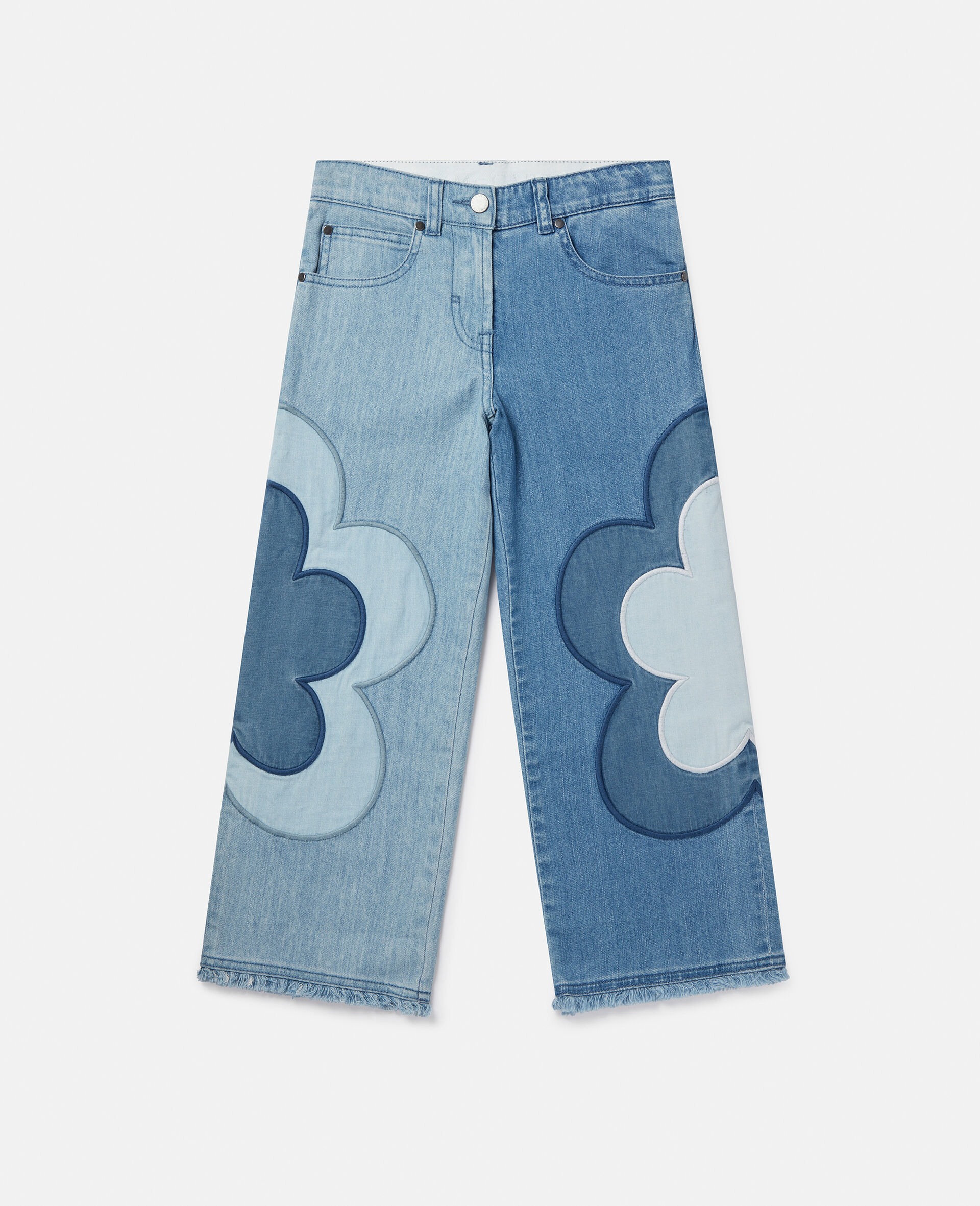 Flower Appliqué Straight Leg Jeans-Multicolour-large image number 0
