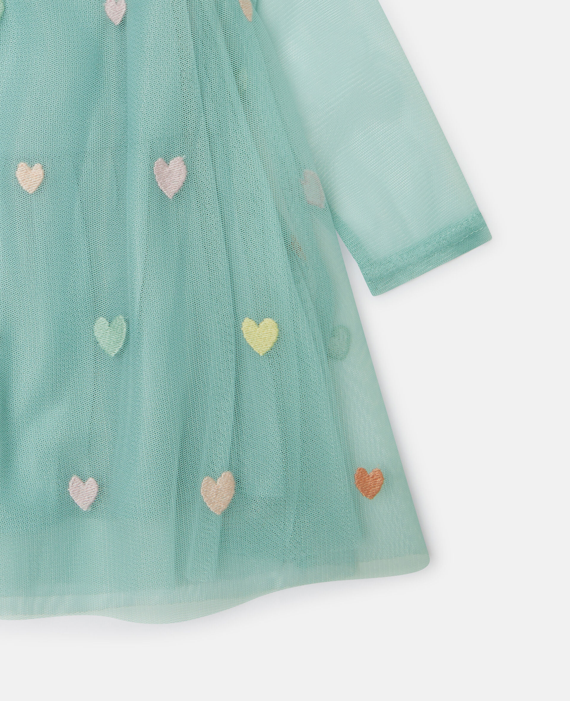 Heart Embroidered Long-Sleeve Dress-Grey-large image number 3