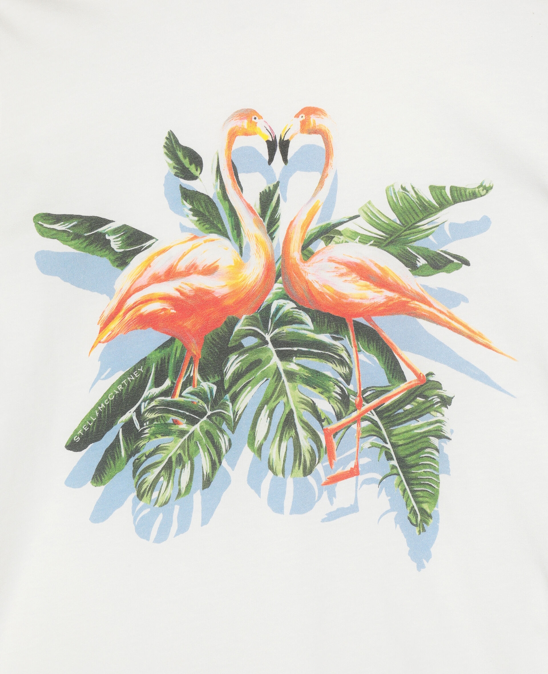 Painty Flamingo Cotton T-shirt -White-large image number 1