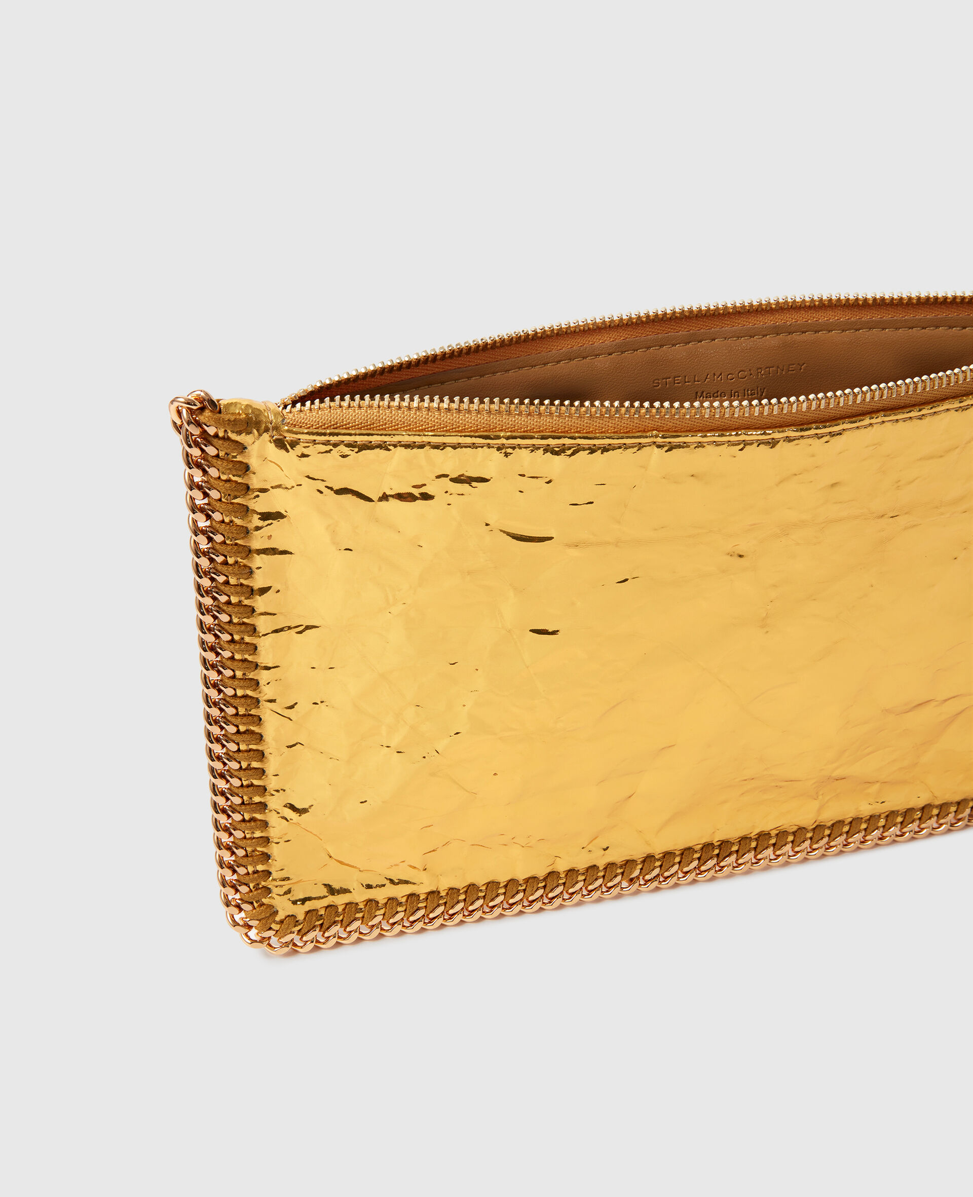 Crinkled Metallic Falabella Wallet Crossbody Bag-Gold-large image number 4