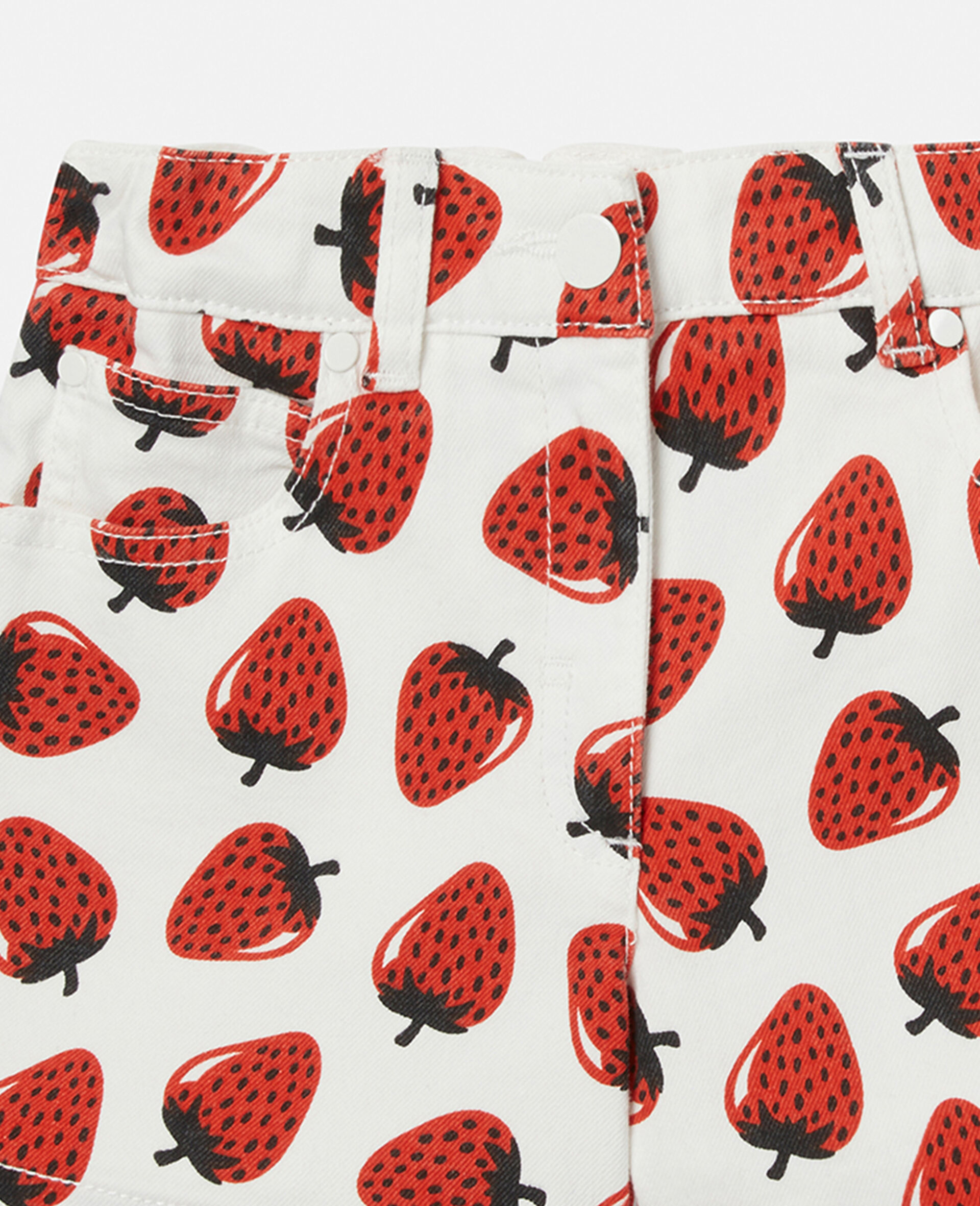Strawberry Print Shorts-Cream-large image number 1