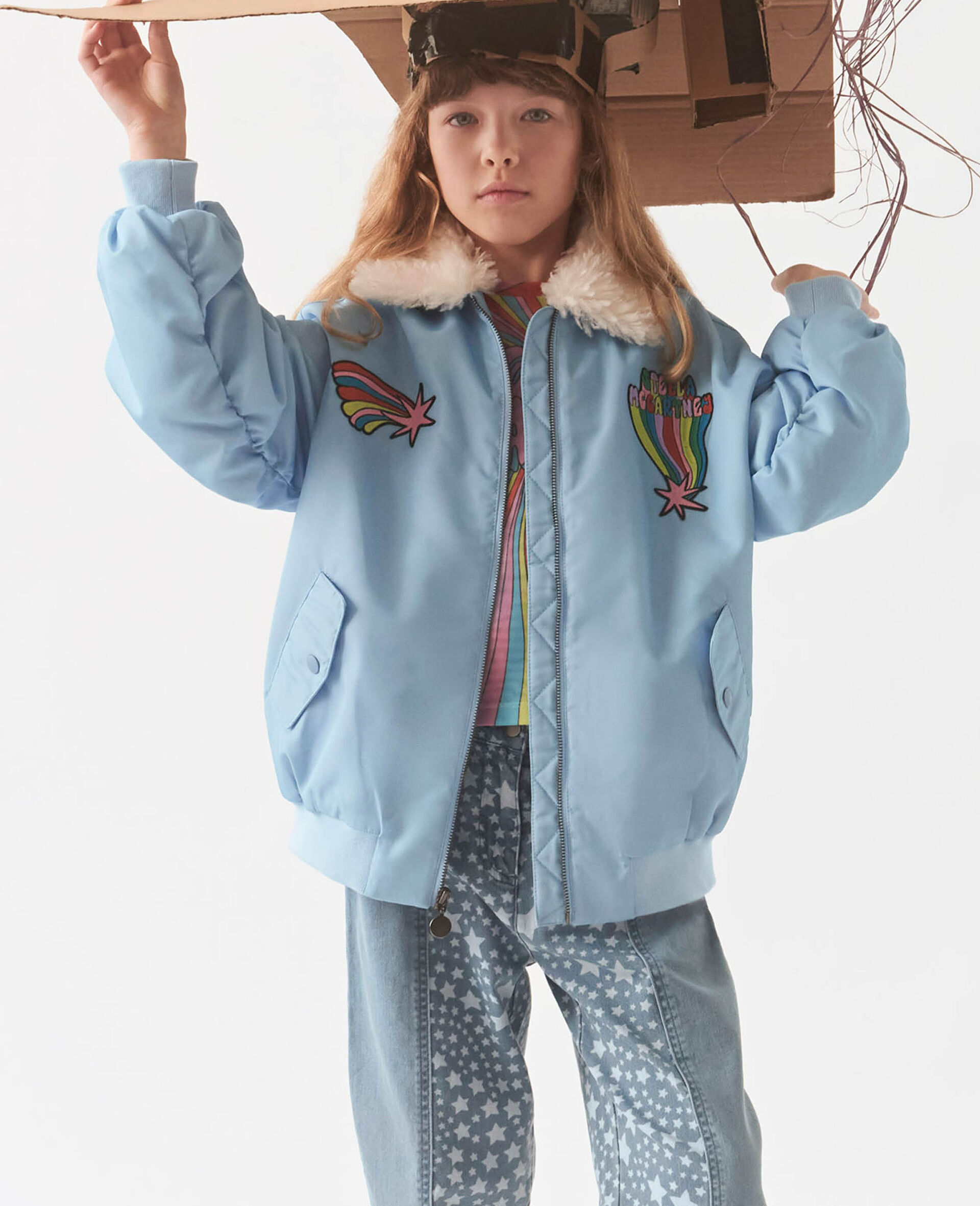 Bomberjacke mit Stella Grafik-Blau-model