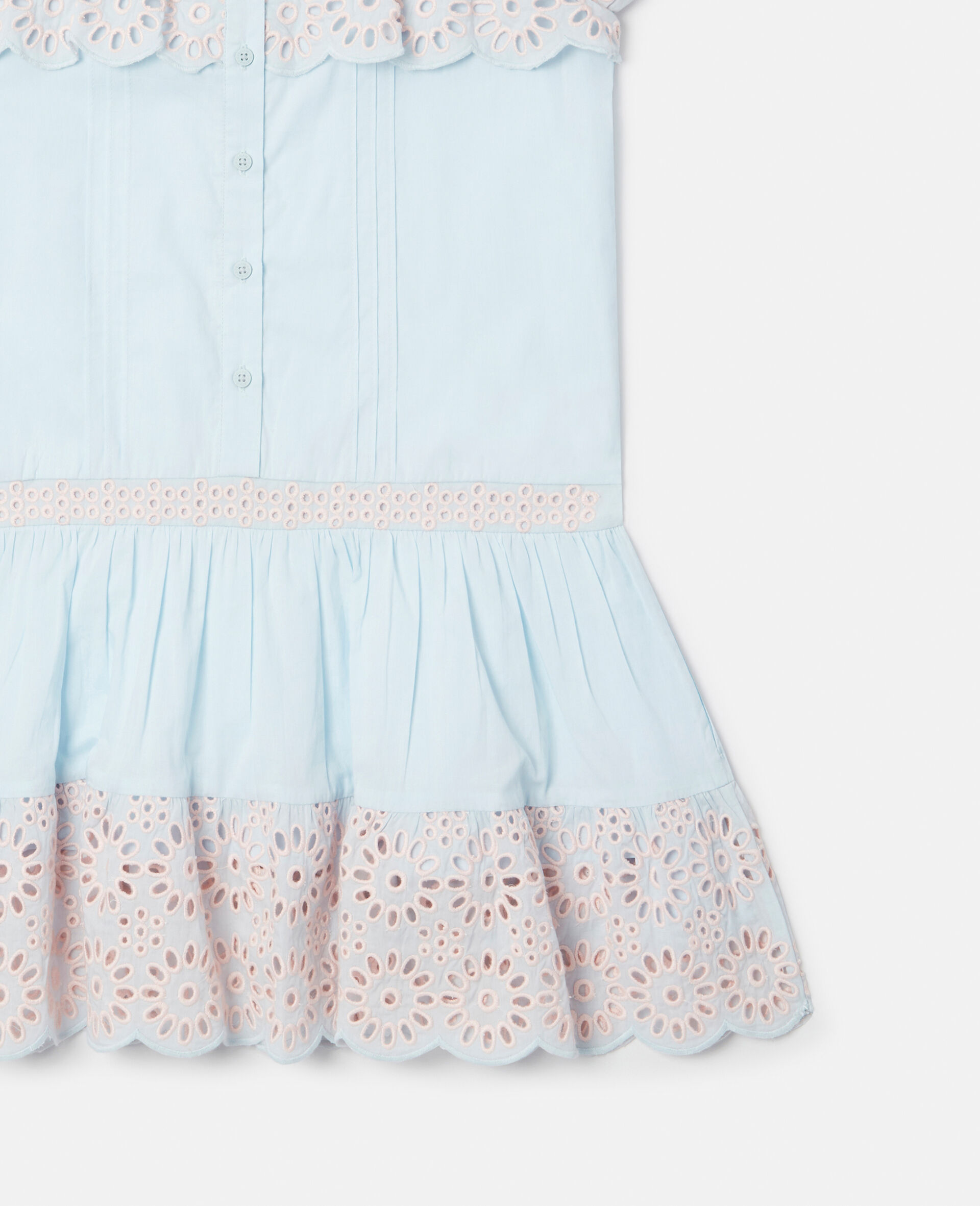 Broderie Anglaise Trim Dress-Blue-large image number 3