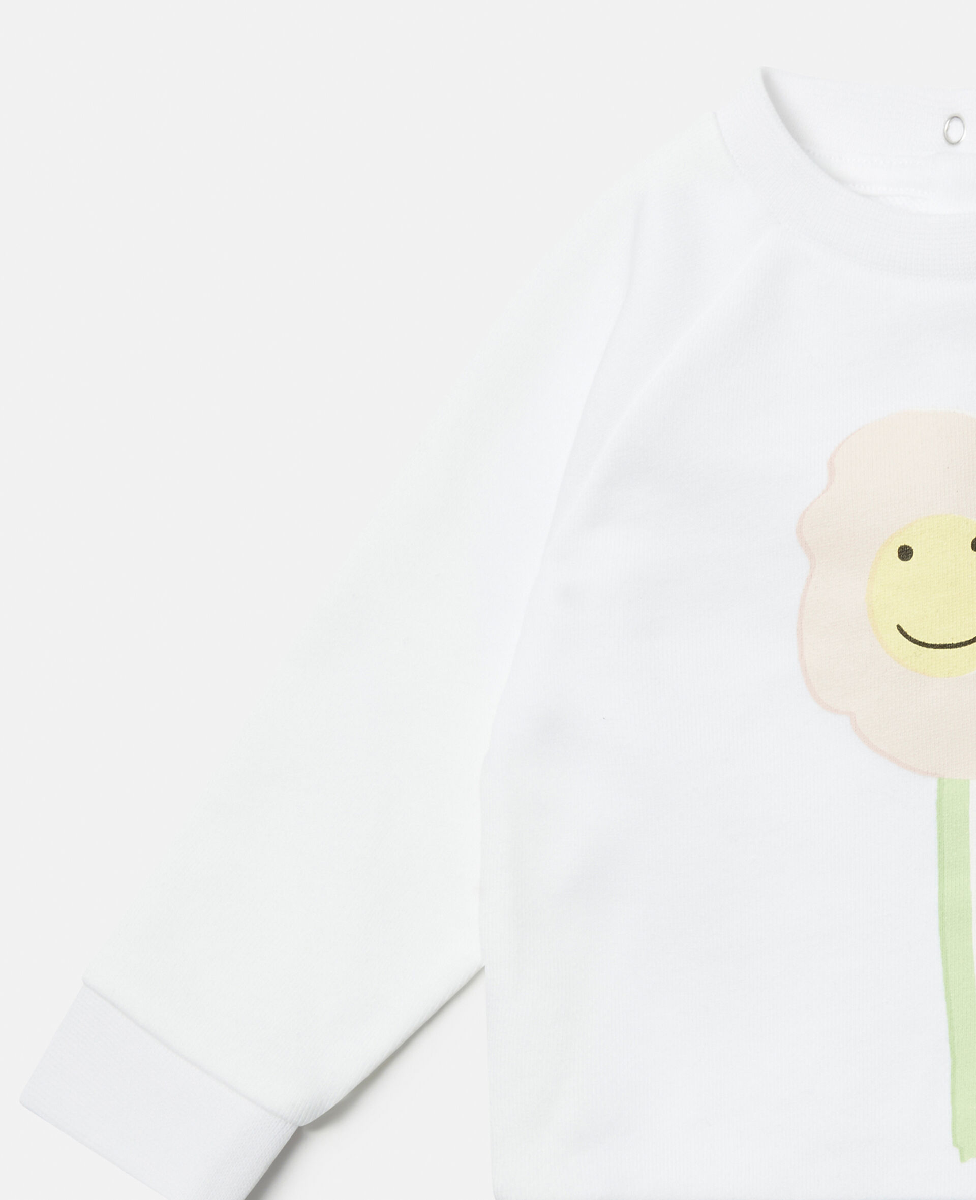 Smiley Flower Motif Sweatshirt-White-large image number 1