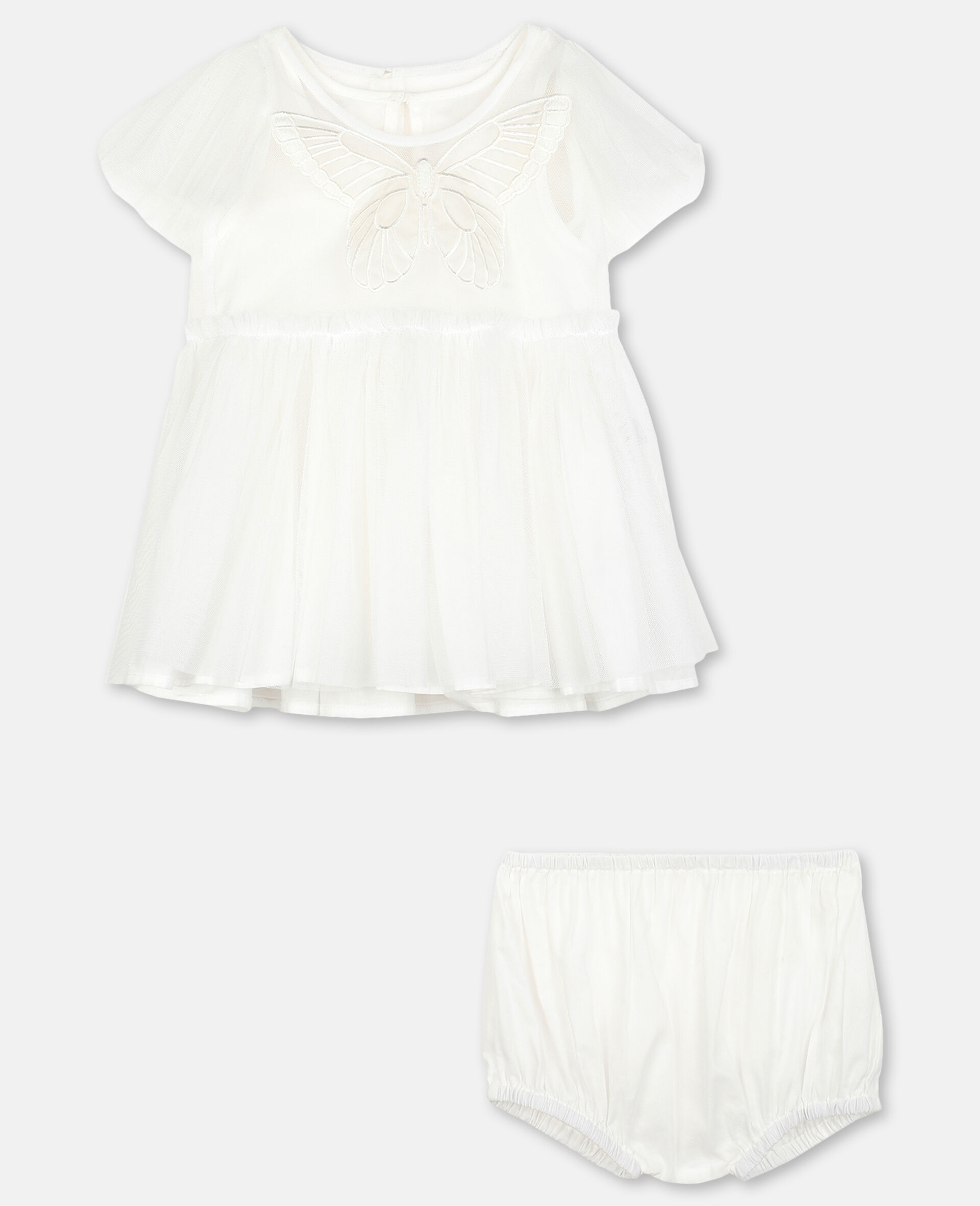 Butterfly Patch Tulle Dress -White-large