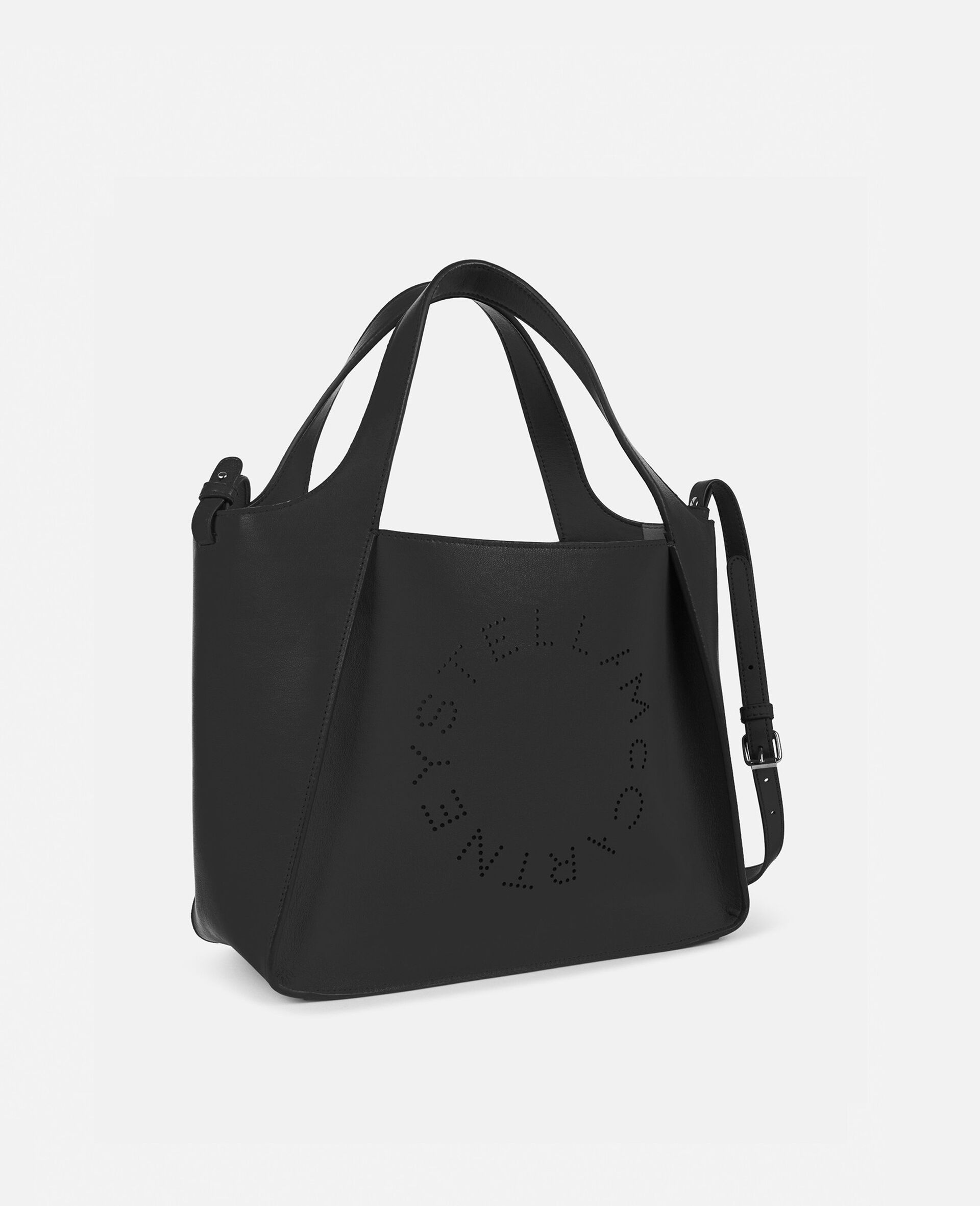 Women Black Stella Logo Square Tote Bag