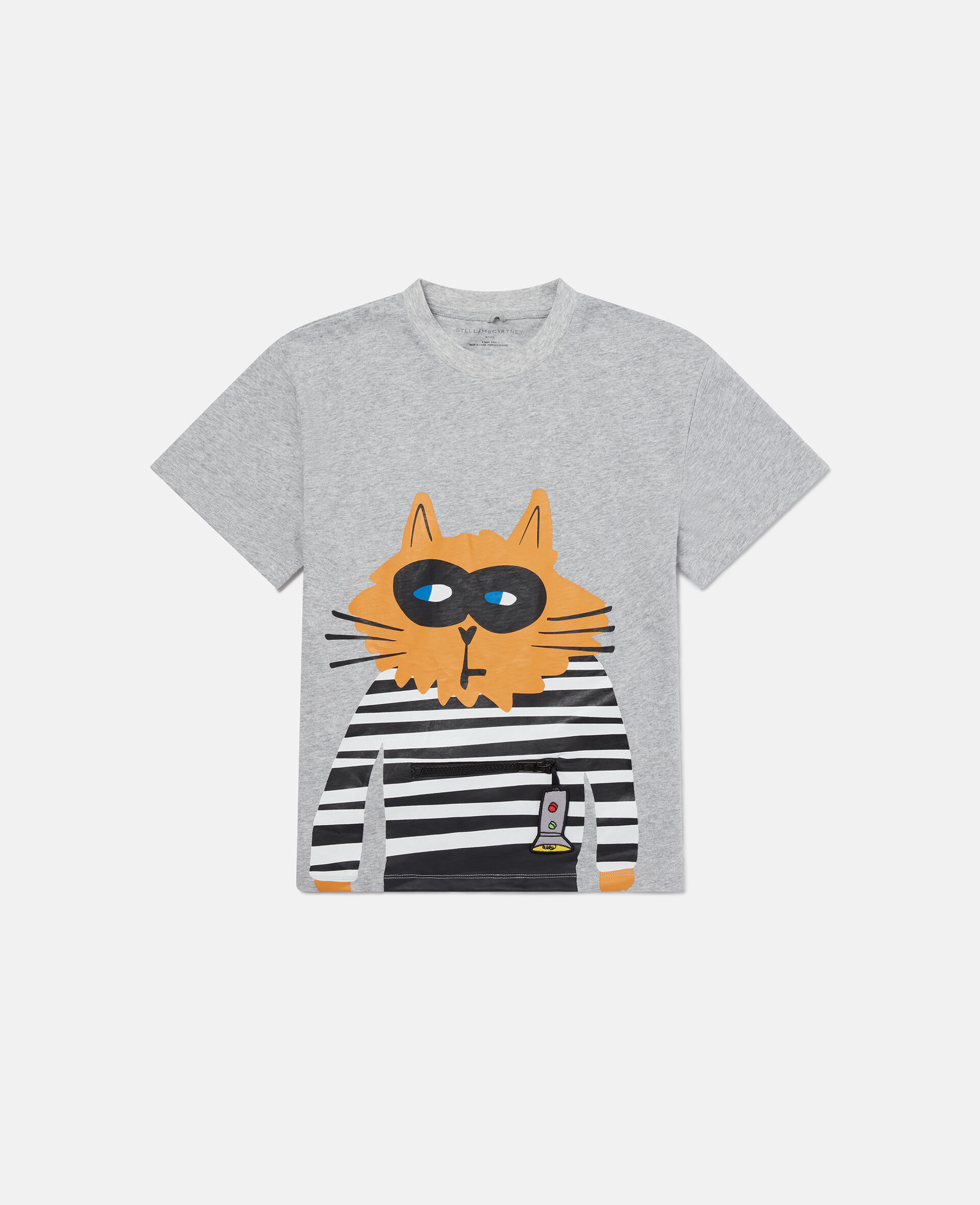 T-Shirt mit Katzen-Grafik-Grau-large image number 0