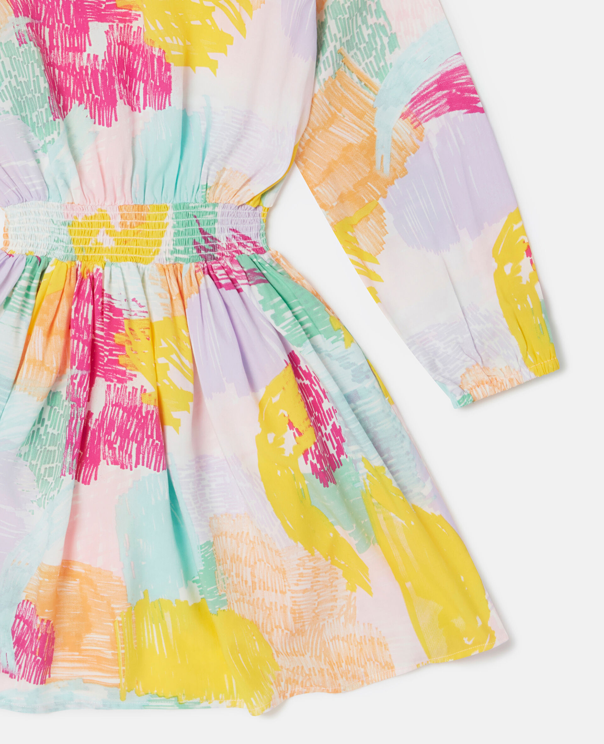 Abstract Doodle Print Ruffle Skater Dress-Multicolour-large image number 3