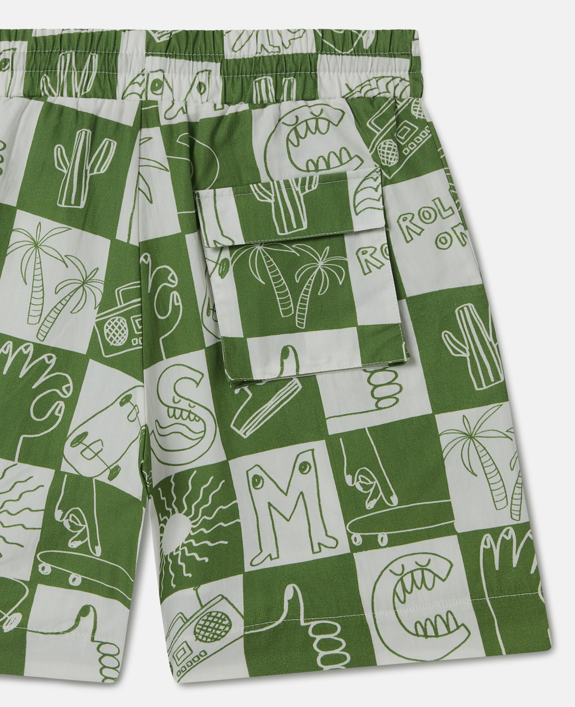 Brand Lettering Check Shorts-Green-large image number 3