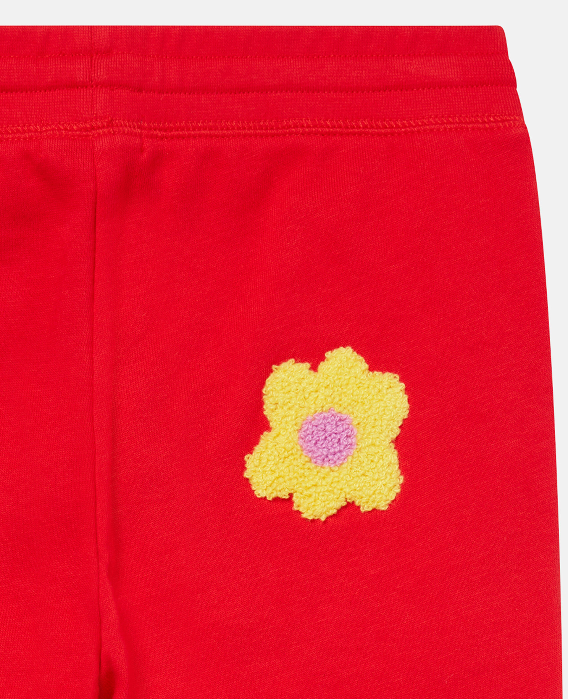 Flower Embroidered Fleece Joggers-Red-large image number 3