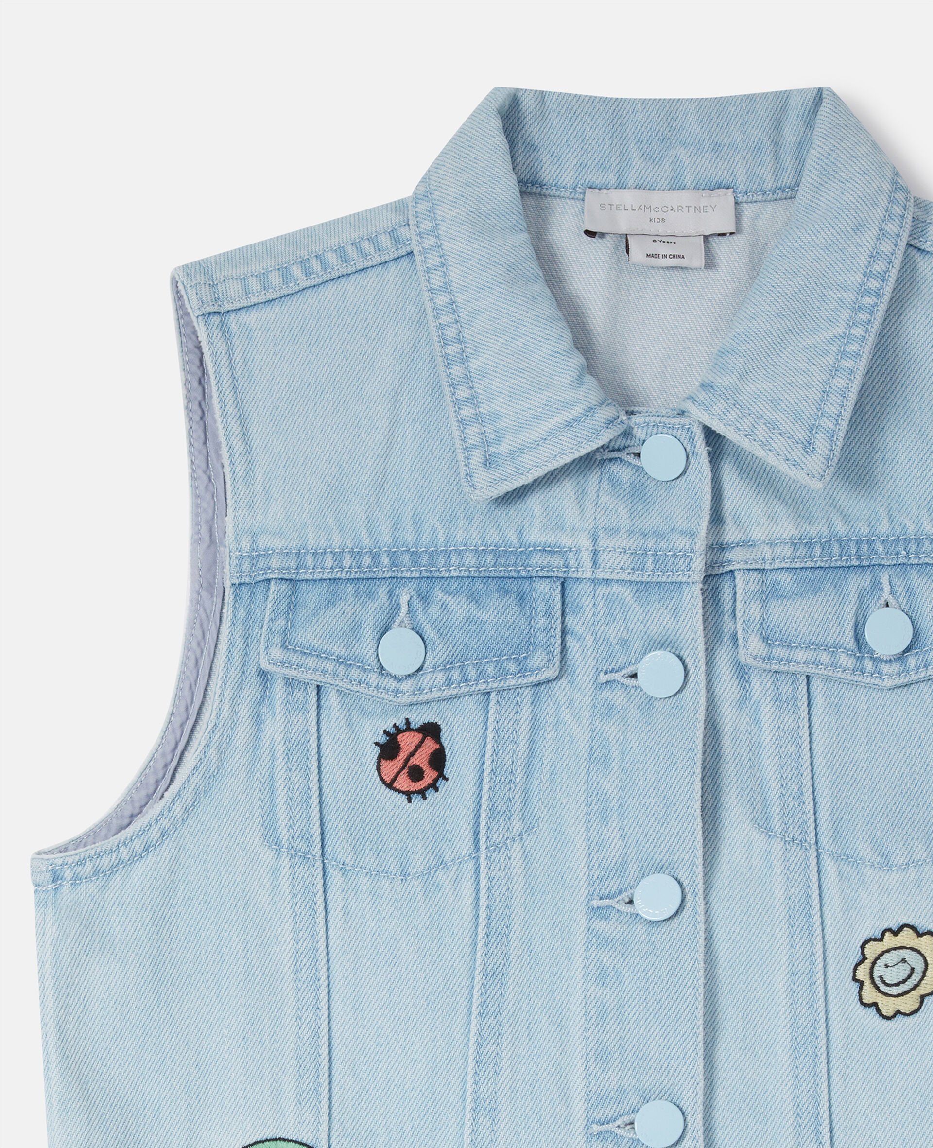 Woodland Friends Sleeveless Denim Vest-Blue-large image number 1